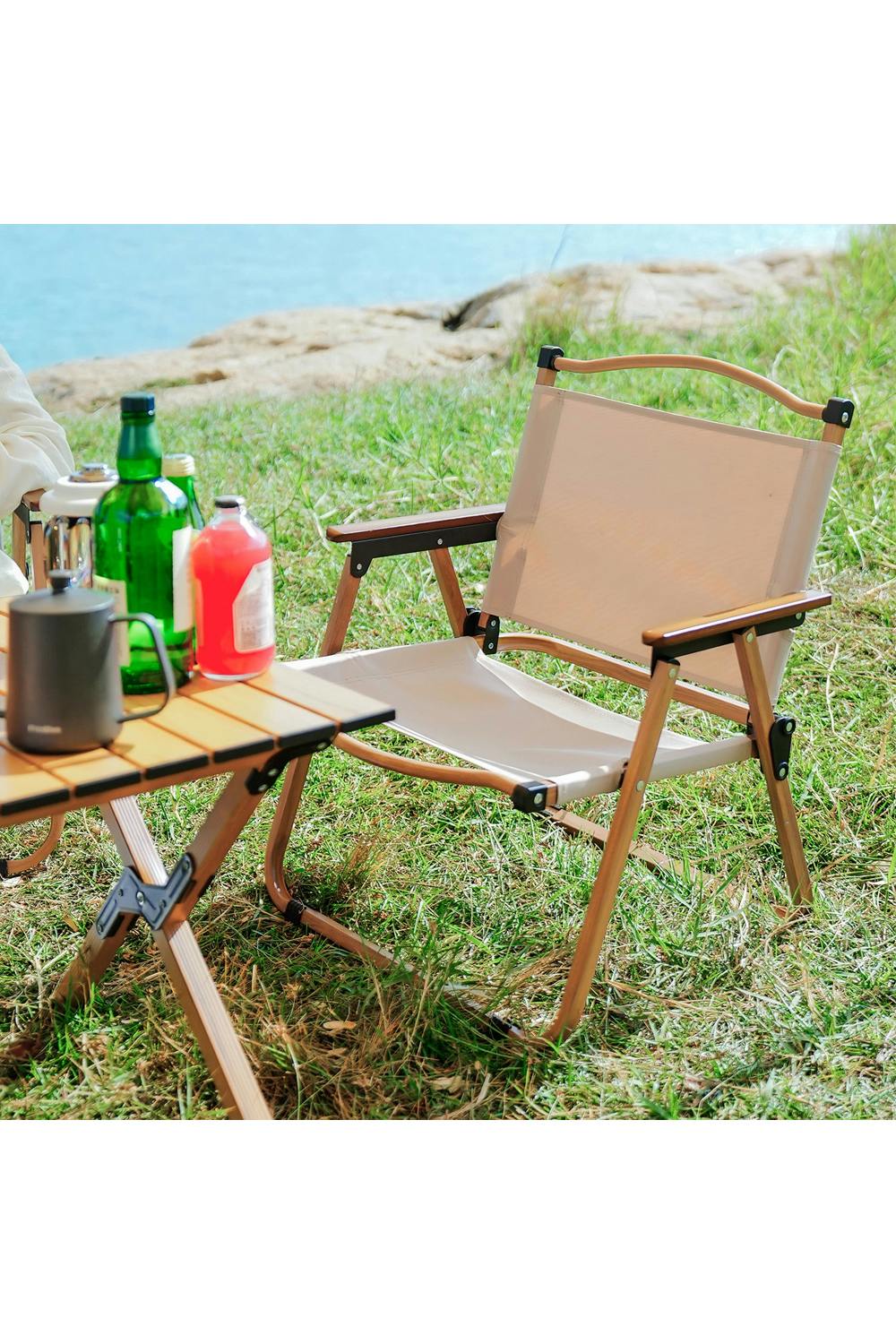 Living And Home Black Portable Folding Camping Chair With Armrests