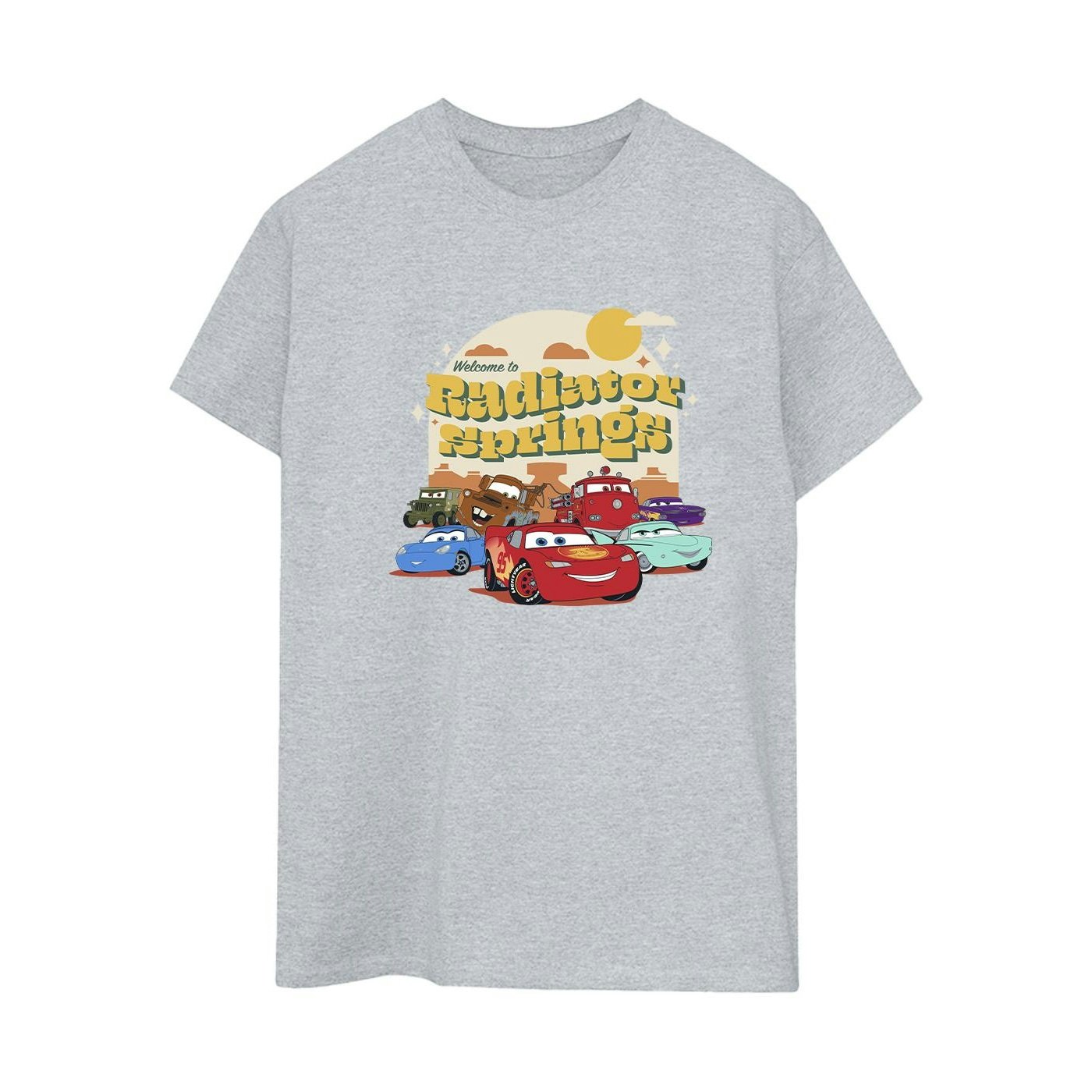 Disney Women's Grey / Cars Radiator Springs Group Cotton Boyfriend T-Shirt - Sports - Sports - 5XL