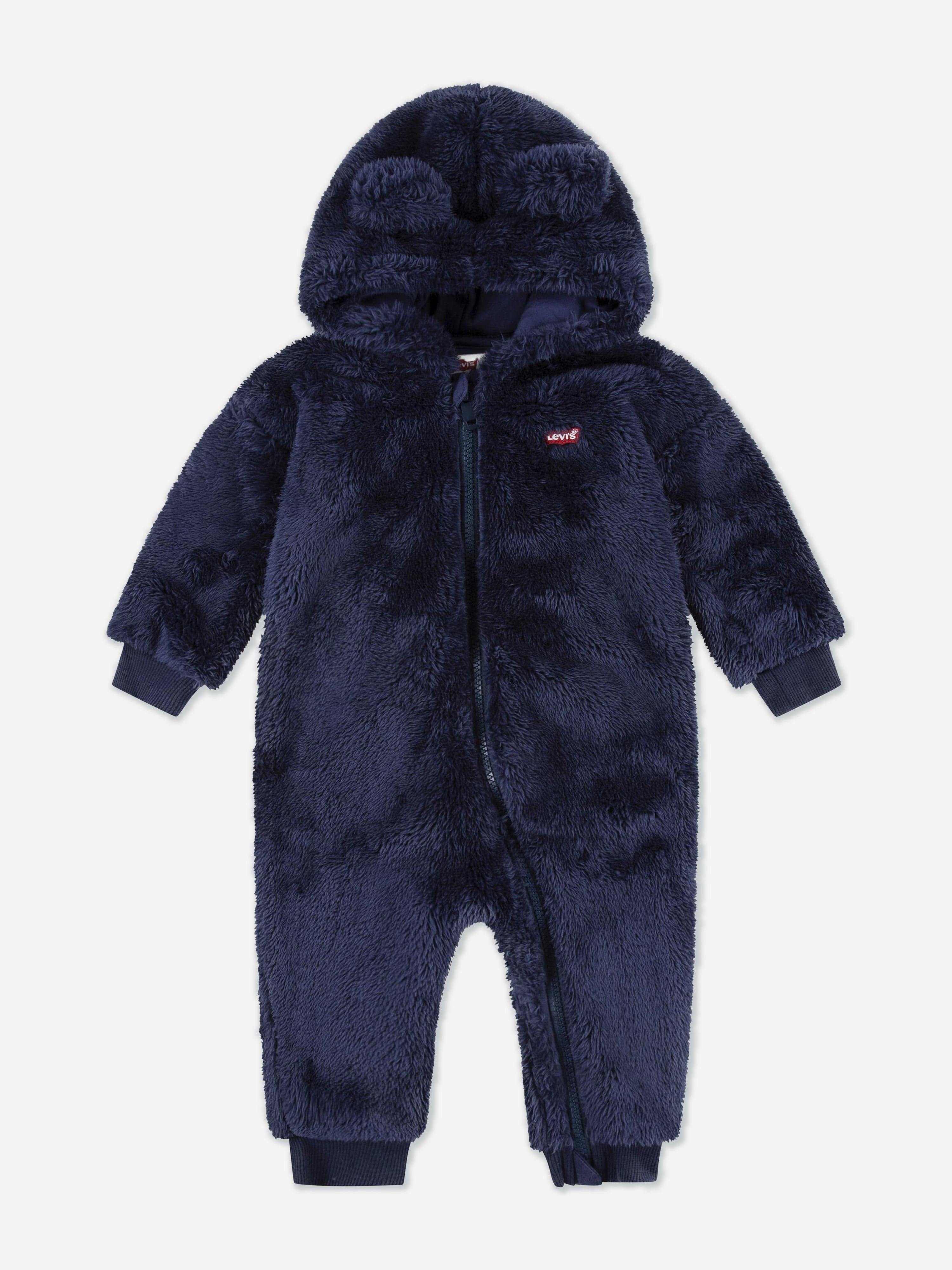 Levi's Kids Wear Boys Blue Levi's Baby Bear Sherpa Coverall In Navy - 12 Mths