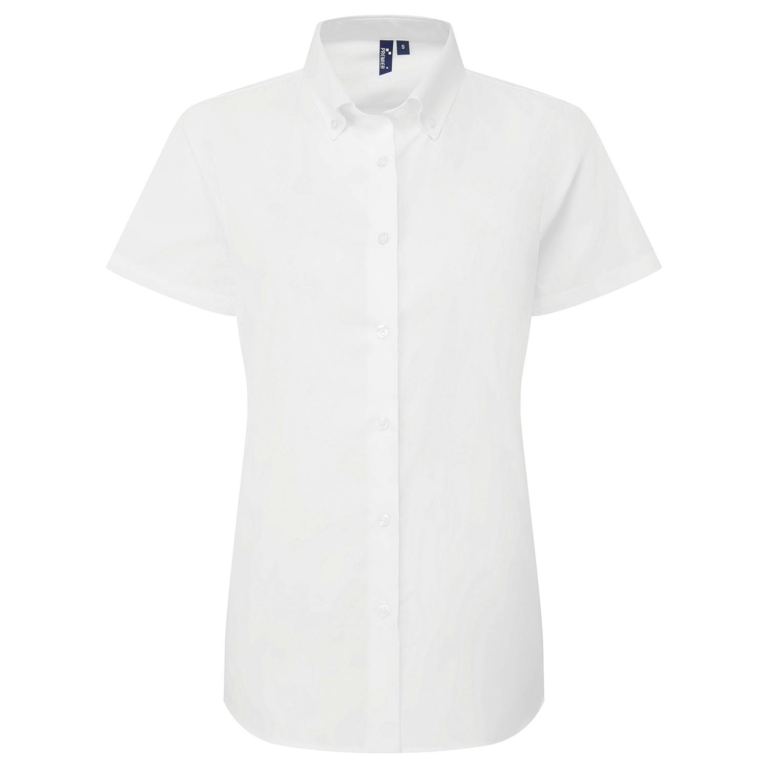 Premier Women's White Supreme Oxford Short-Sleeved Formal Shirt In | Size: Small - Image 2