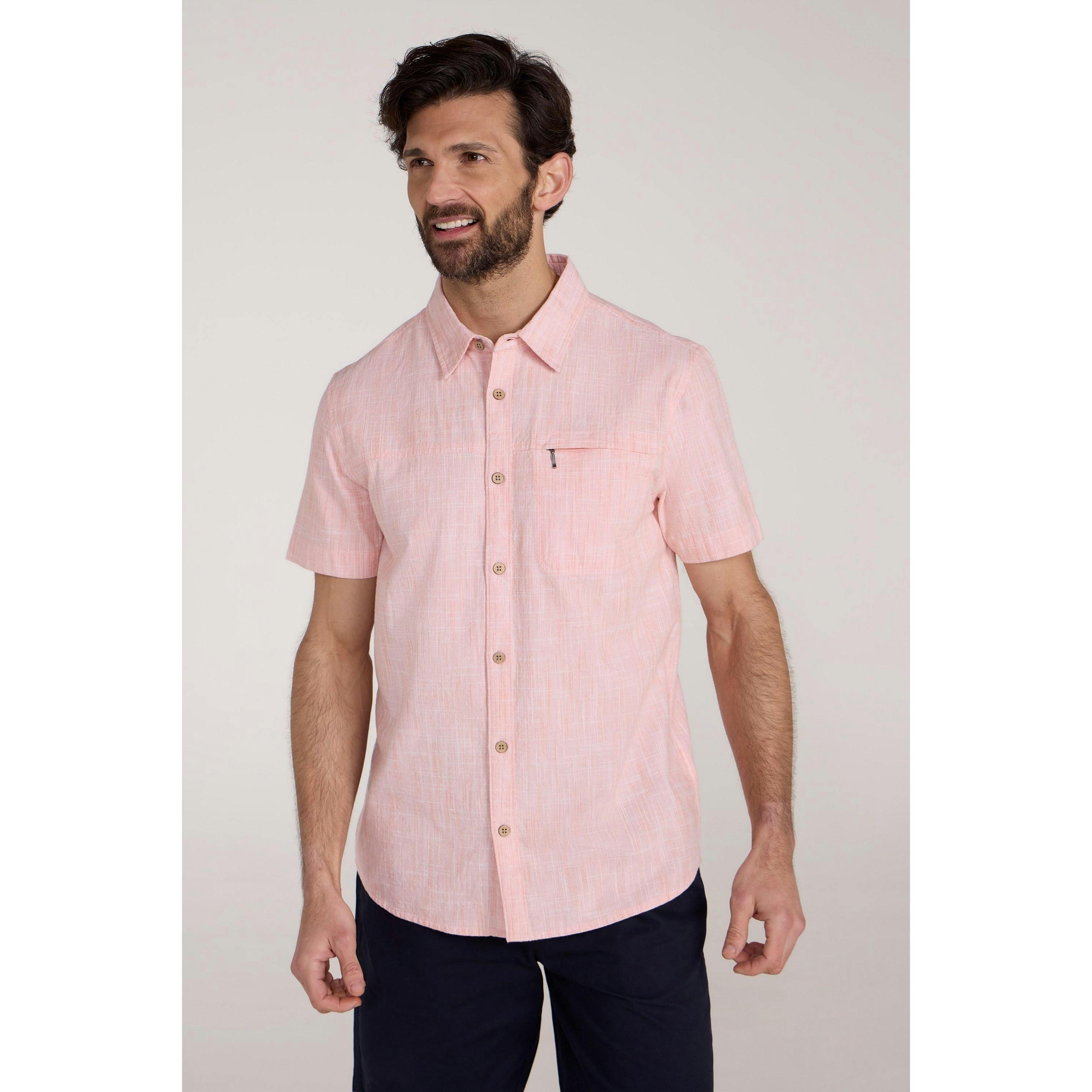 Mountain Warehouse Men's Coral Coconut Slub Short-Sleeved Shirt - Xs - 100% Cotton