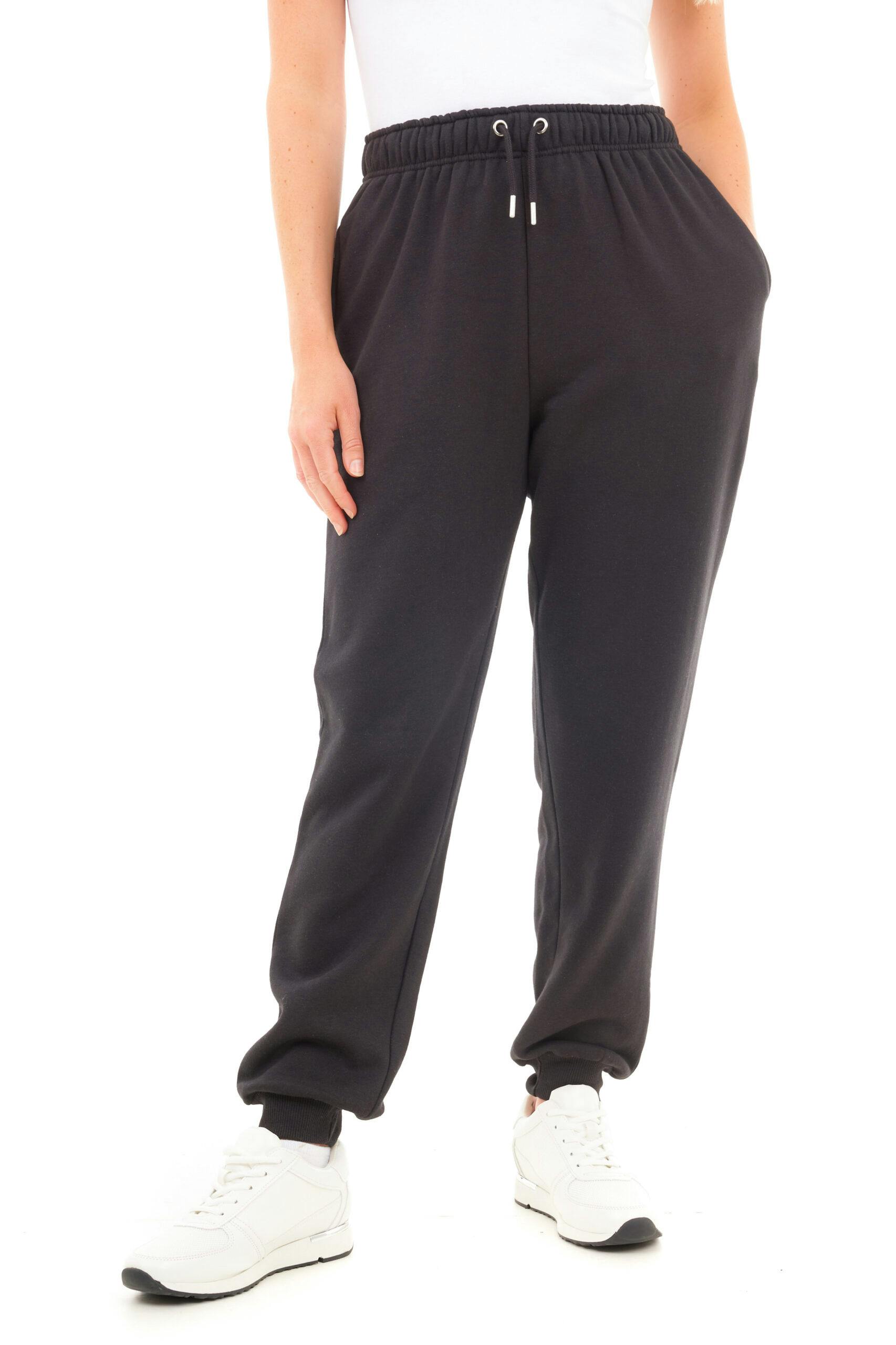 Smart Living Women's Black Soft Lounge Joggers - Cozy Sweatpants With Cuffed Hem & Drawstring - L