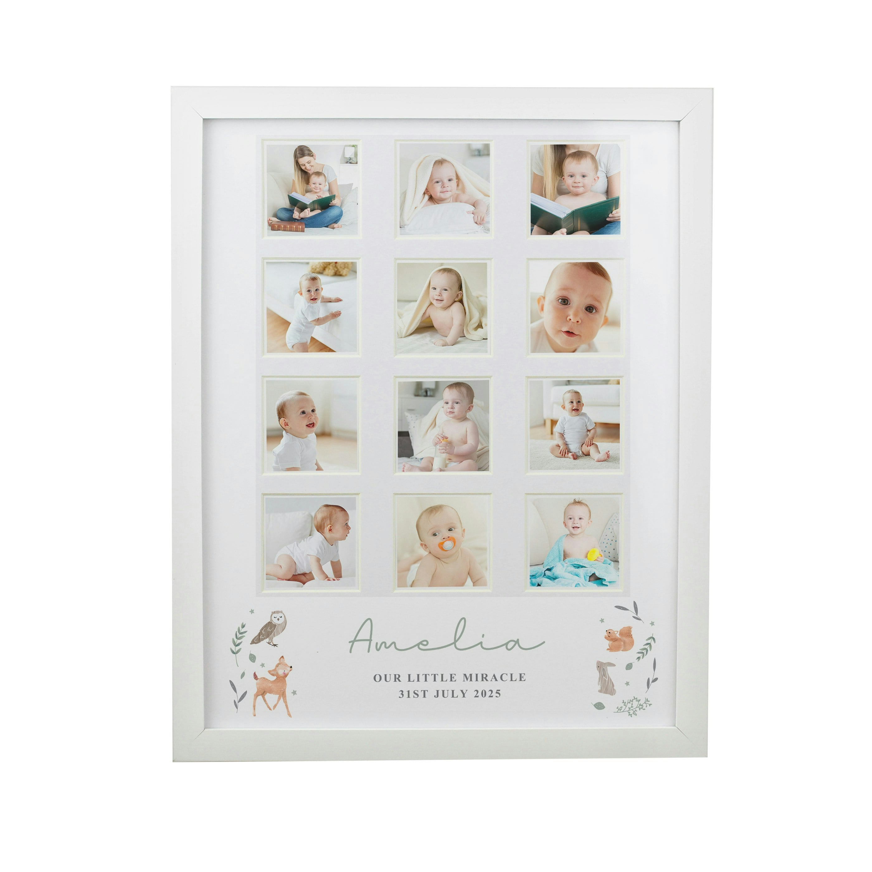 Personalised Memento Company White Personalised Woodland Animal Multi Photo Frame
