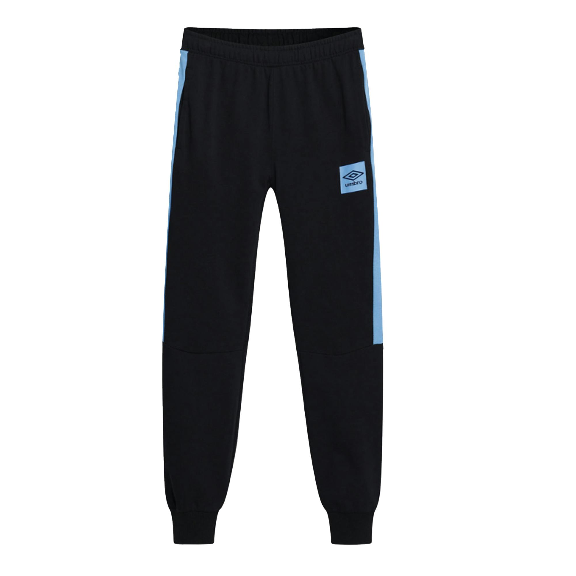 Umbro Men's Black/Blue Terrace Jogging Bottoms - /Azure - M R - /Azure - 85% Cotton/15% Polyester