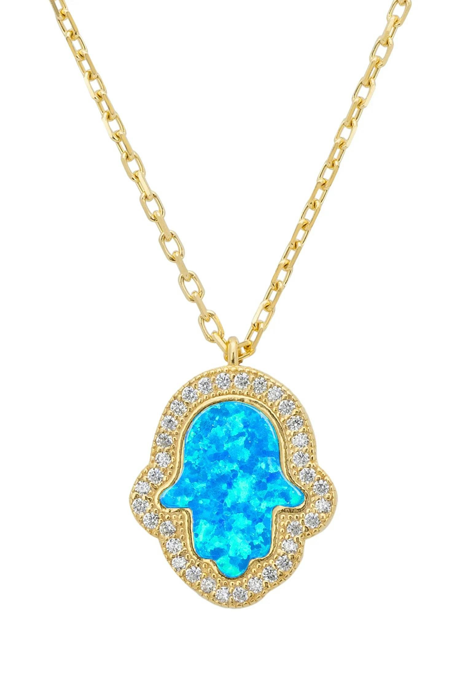 Latelita Turquoise/Blue/Gold Hamsa Opalite Necklace