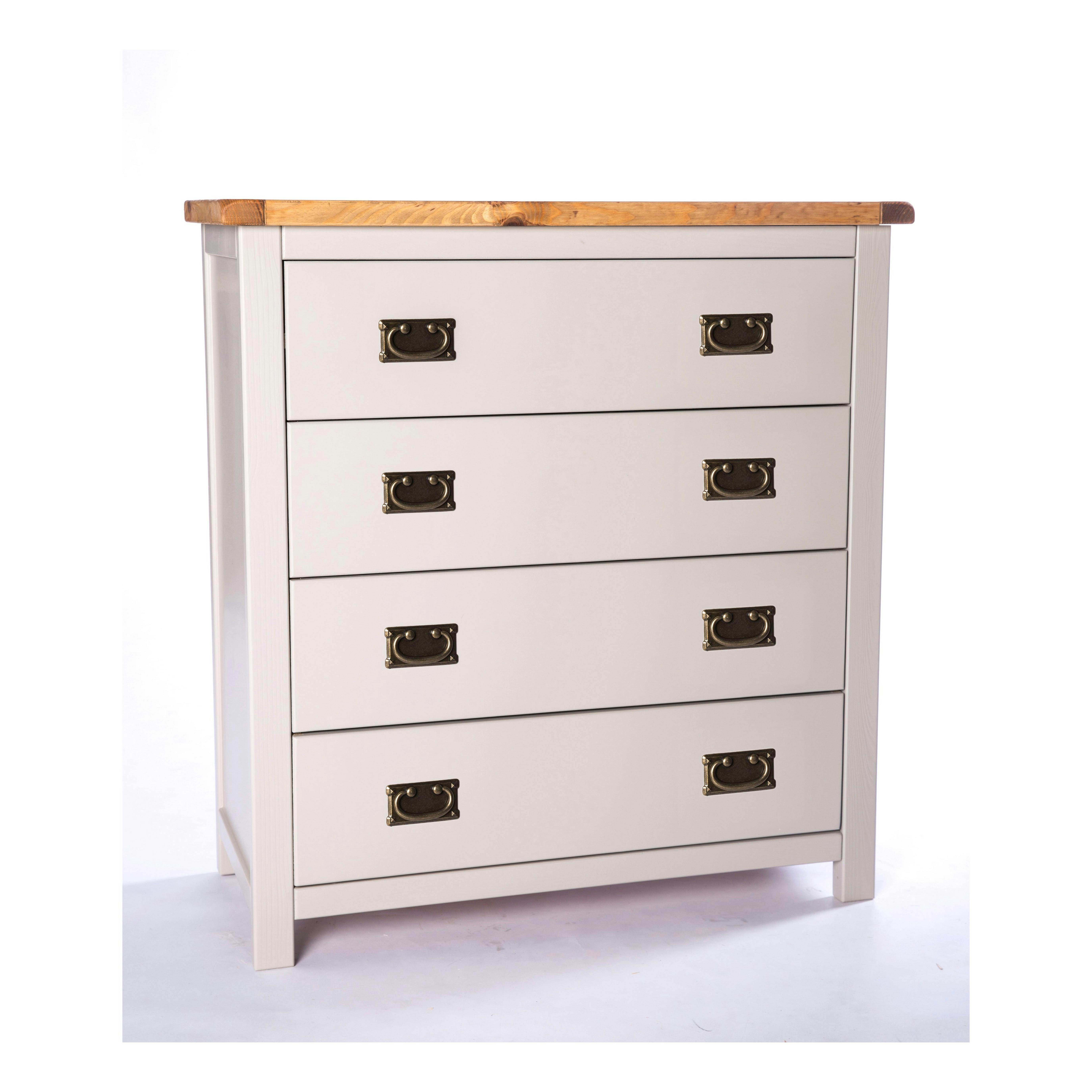 Cabinet Bits Argenta 4 Drawer Chest - Grey / Brass - Image 3