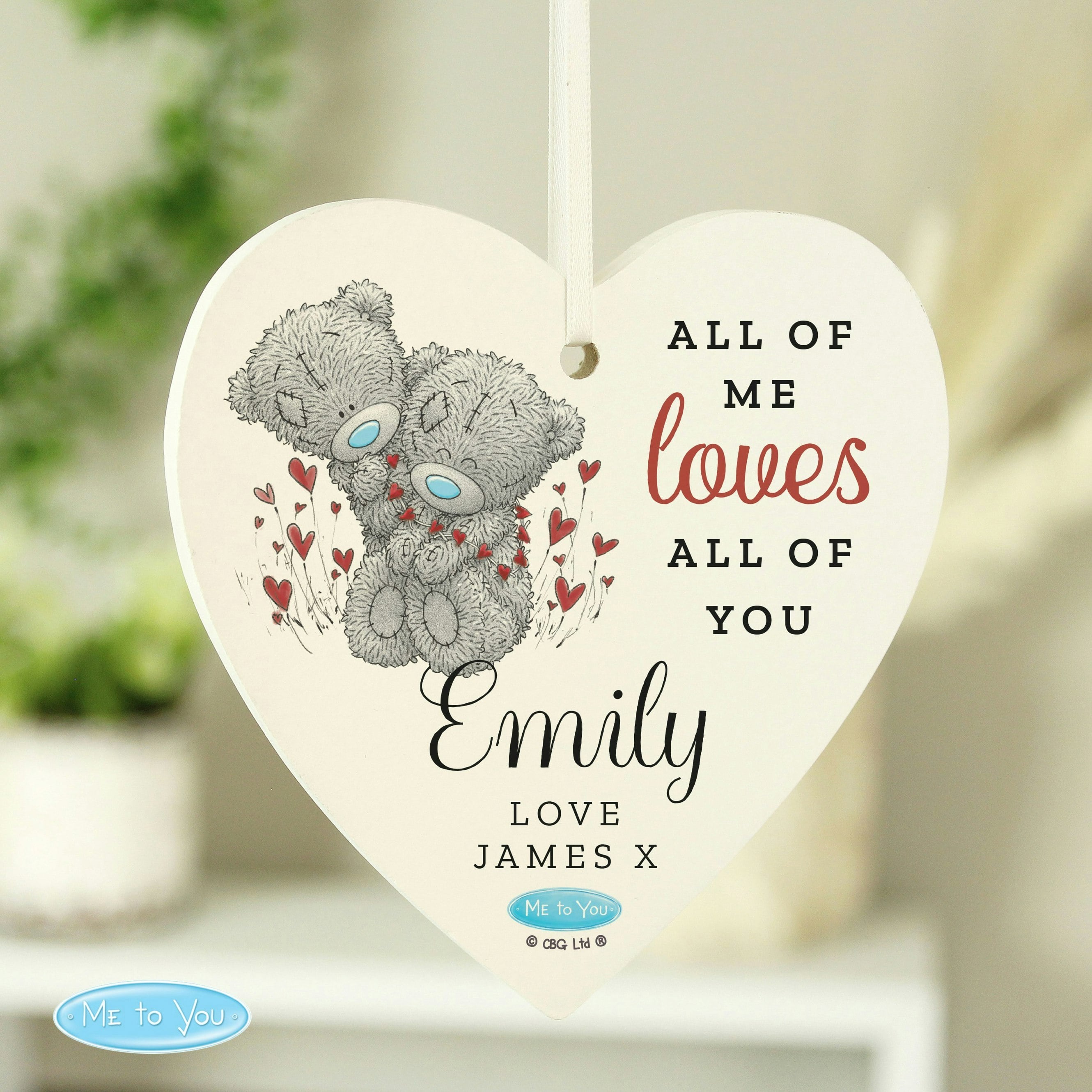 Rackhams Personalised Me To You Valentine Wooden Heart Decoration