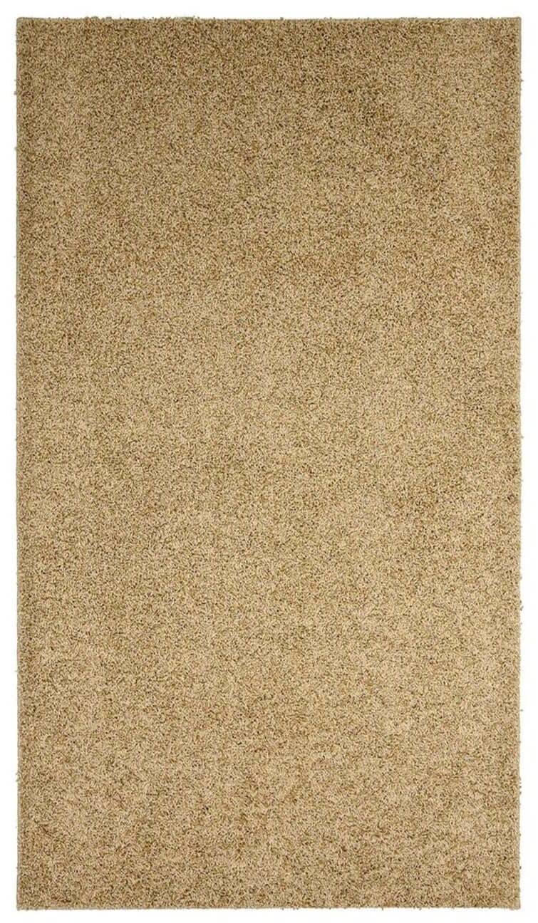 The Rugs Beige Fiji Latte Washable Solid Shaggy Rug - 67X120 Cm