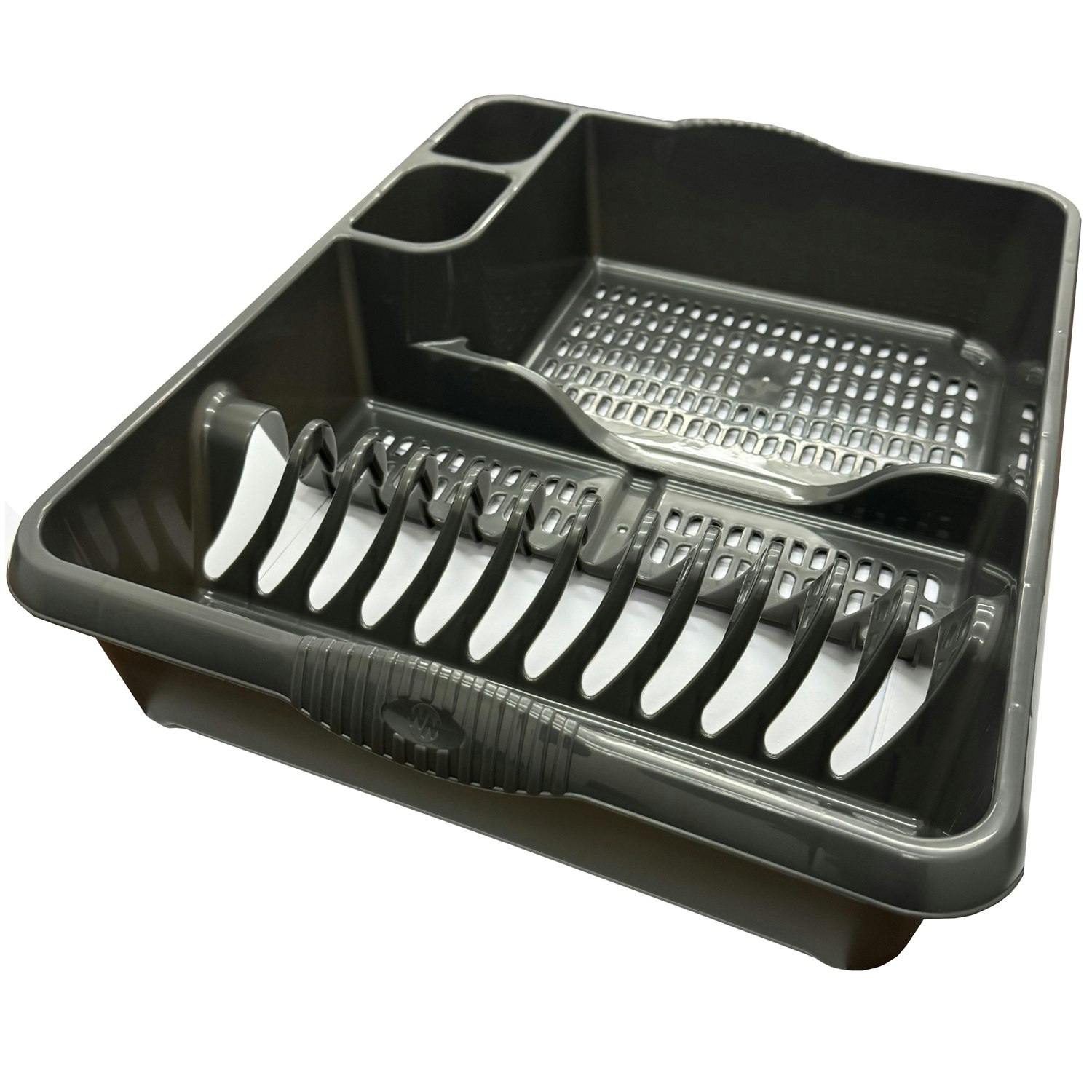 Rackhams Black Large Dish Drainer Counter Rack With Integral Handles - 1 X