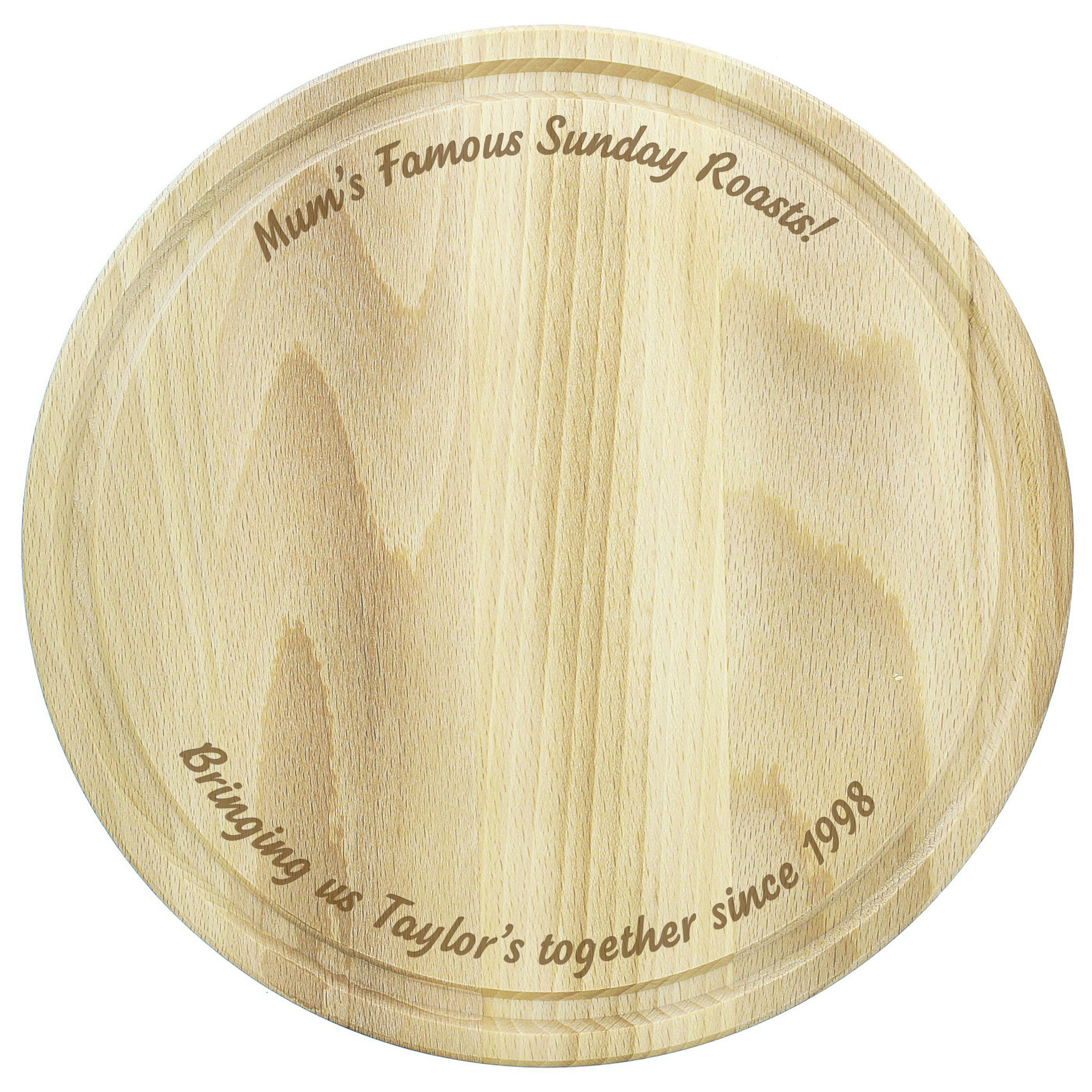 Personalised Memento Company Grain Personalised Plain Round Chopping Board