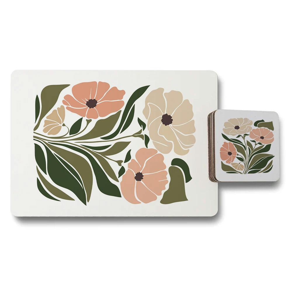 Rackhams Set Of 12 Placemats And Coasters With Designer Artwork And Wood Bottom