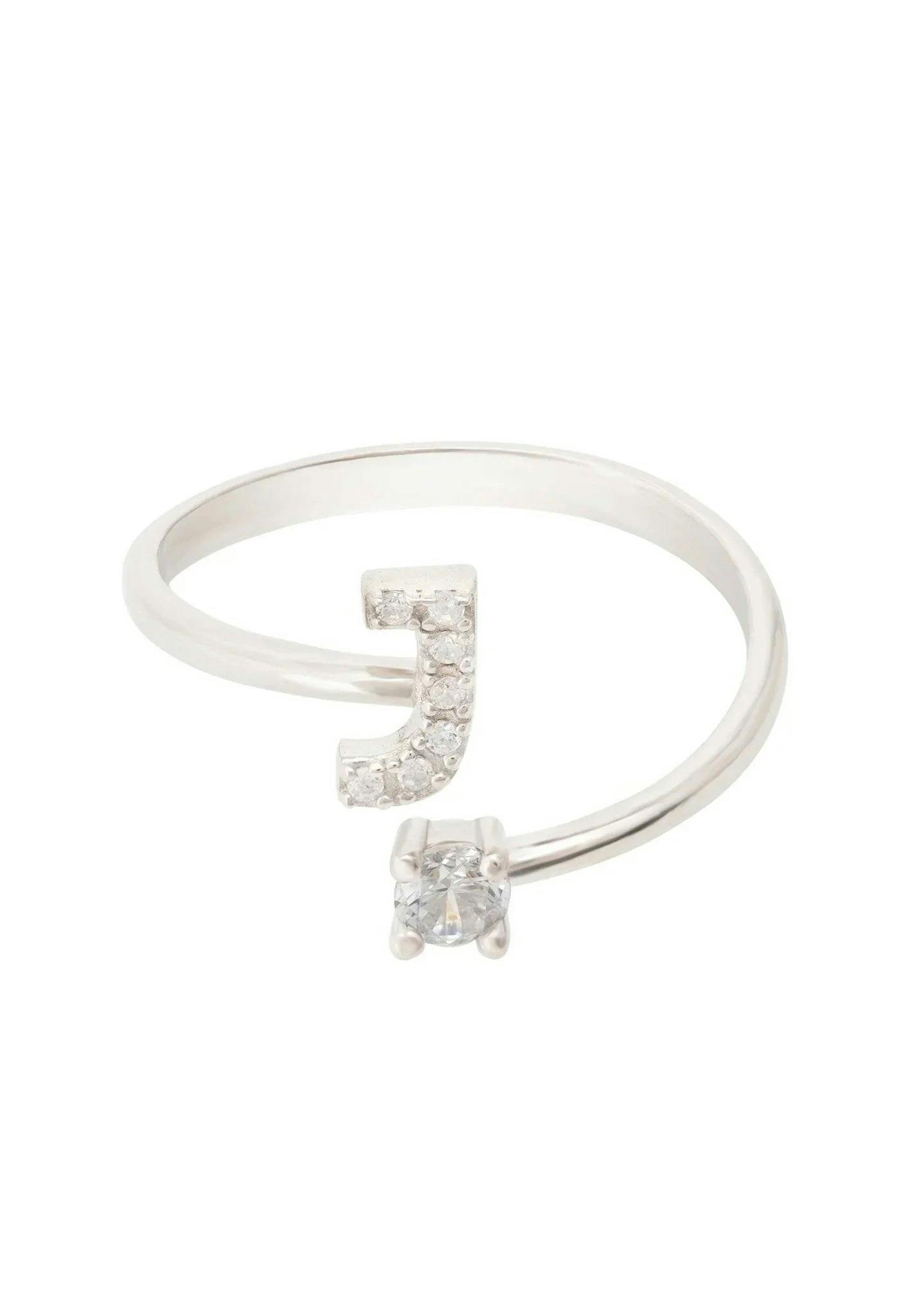 Latelita Silver Initial Ring J