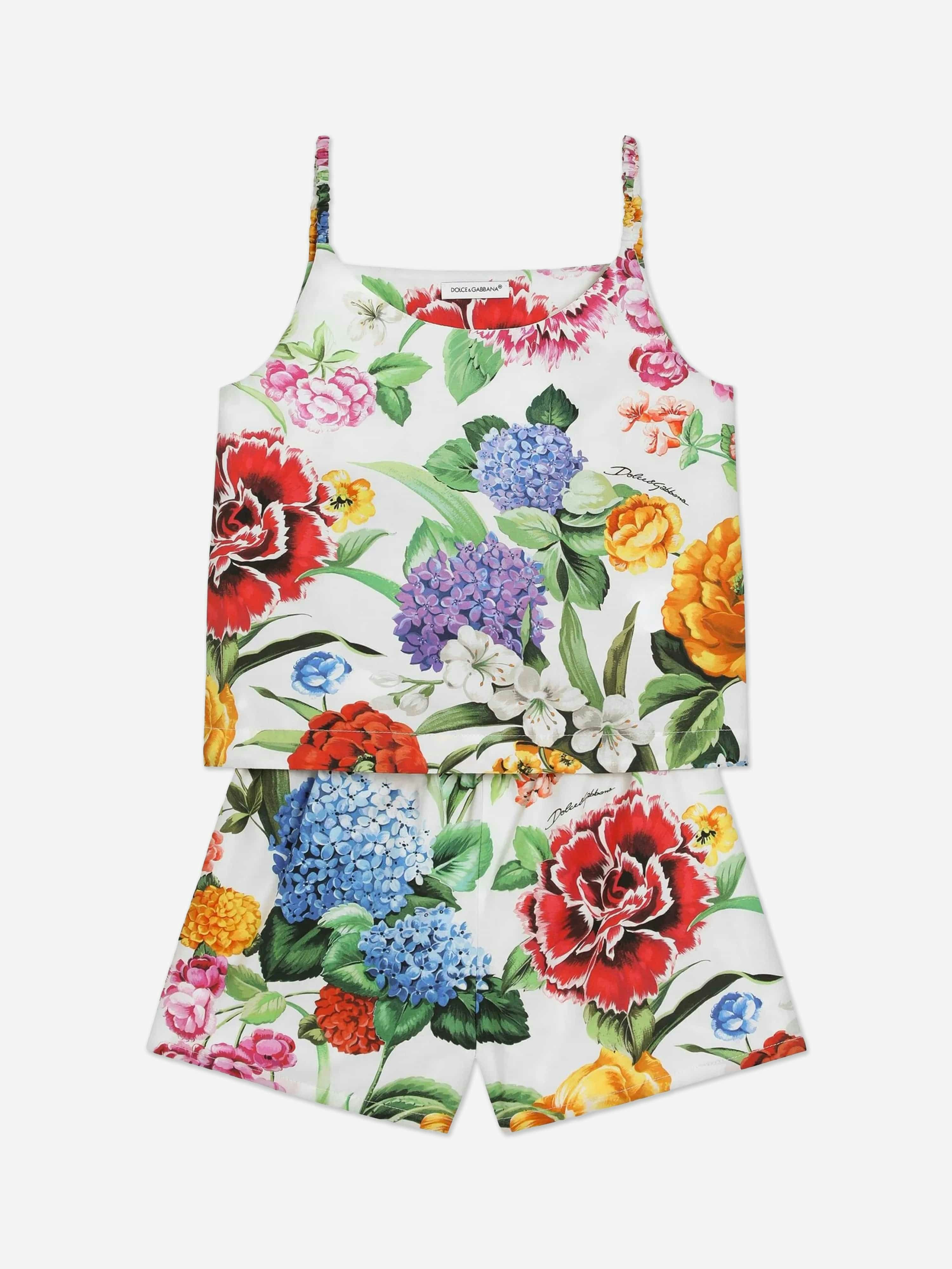 Dolce & Gabbana Kids Girls Dolce & Gabbana Floral Print Short Set In Multicolour - Multicoloured - 14 Yrs