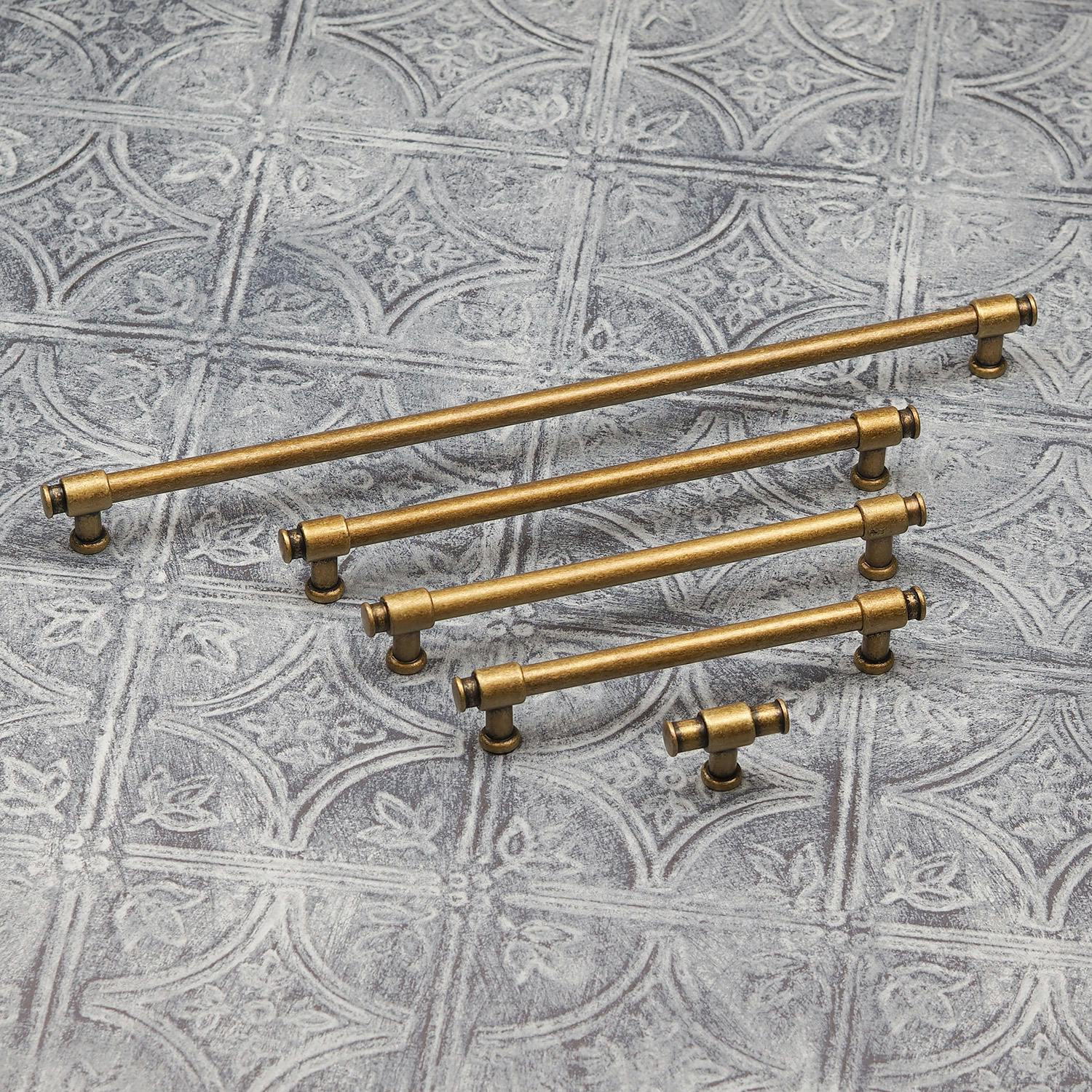 Rackhams Antique Brass Industrial Pipe Pulls - 192Mm Handle