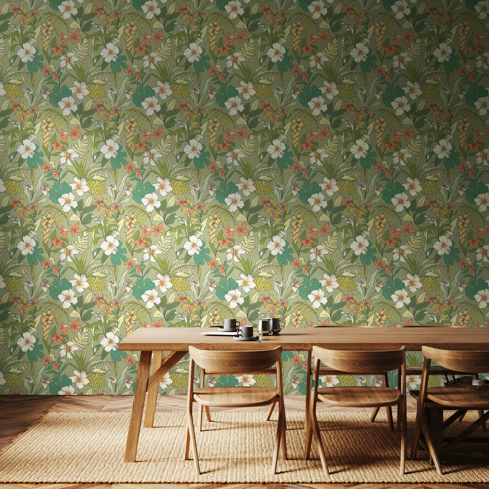 Photos - Wallpaper Rackhams Oasis - Olive & Citrus 10m