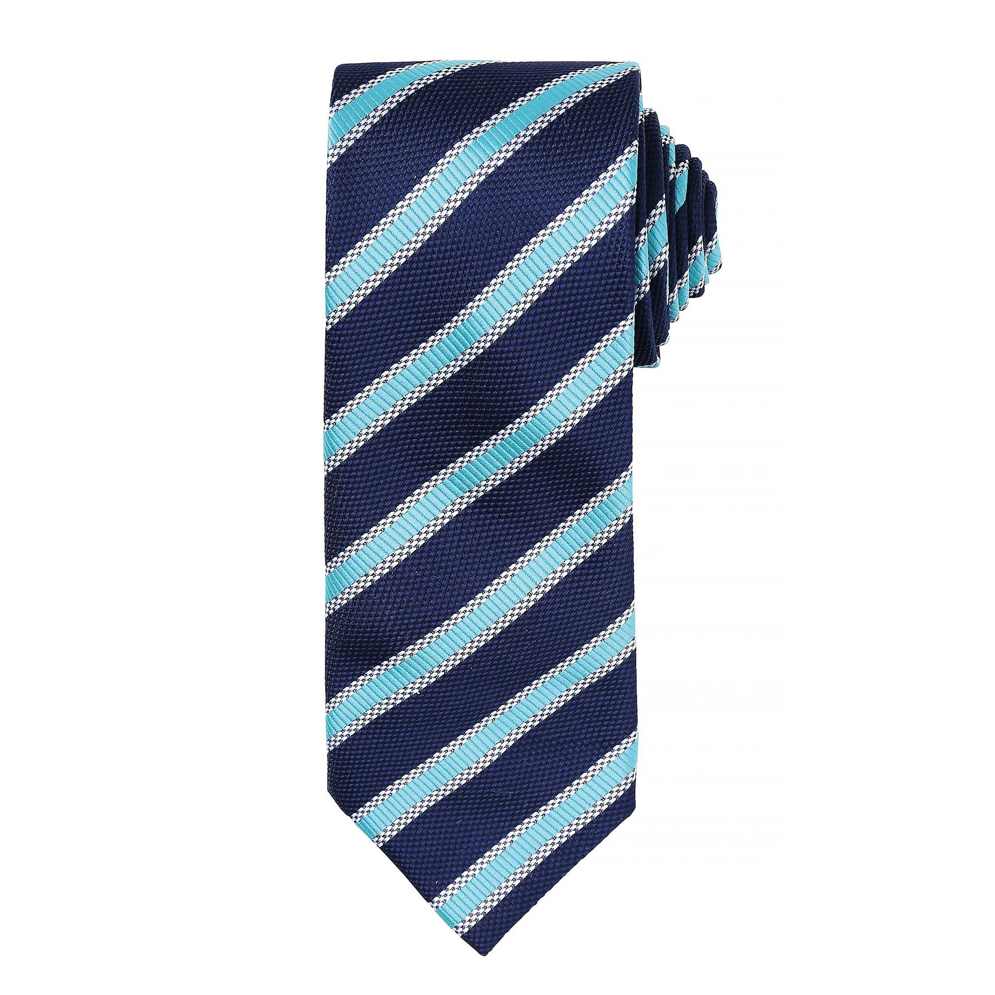 Premier (One Size, Navy/ Turquoise) Mens Waffle Stripe Formal Business Tie - Image 3