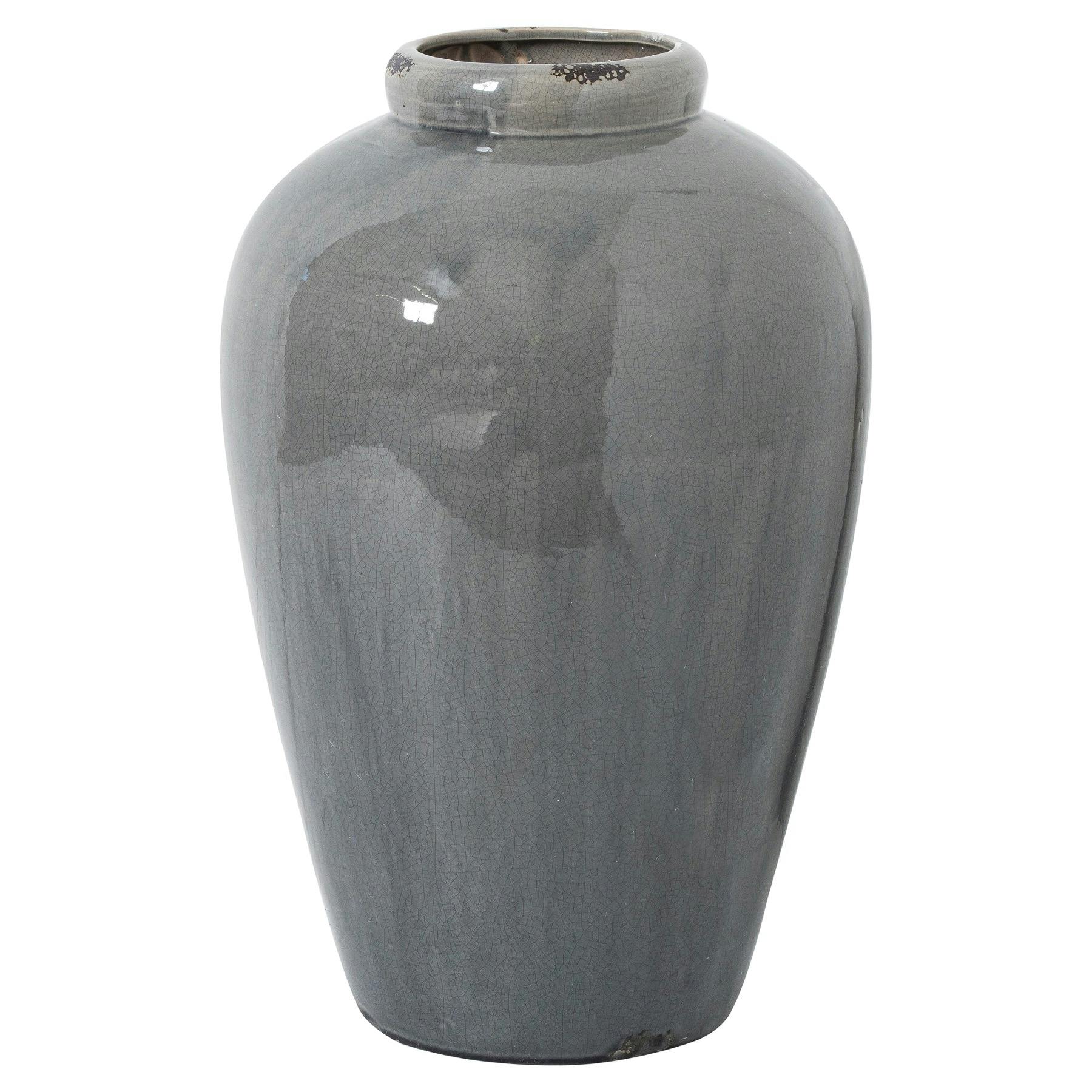 Hill Interiors Grey Garda Juniper Glazed Vase - 57Cm X 36Cm X 36Cm - 100% Mixed