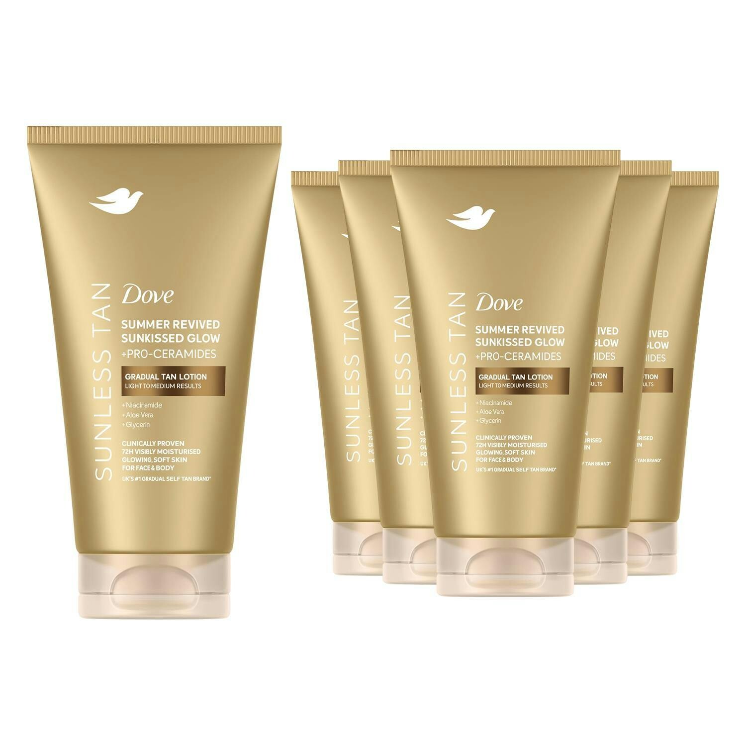 Dove Light Summer Revived Tanning Lotion 75Ml 6 Pack, To Medium Sunkissed Glow