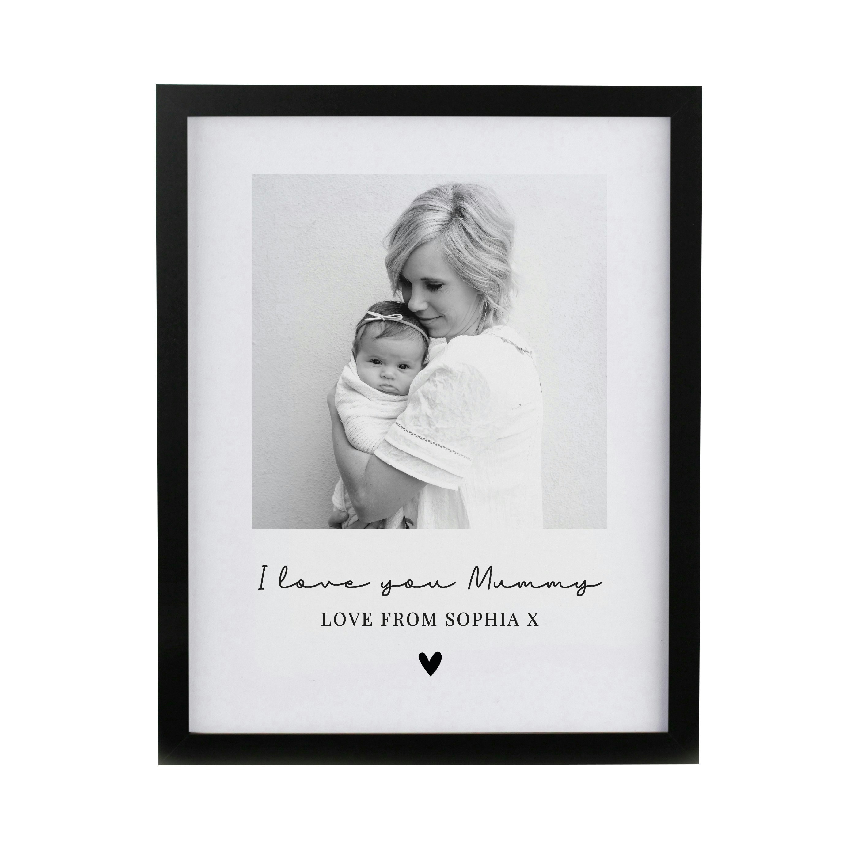 Personalised Memento Company Black Personalised Heart Photo Upload Poster Frame