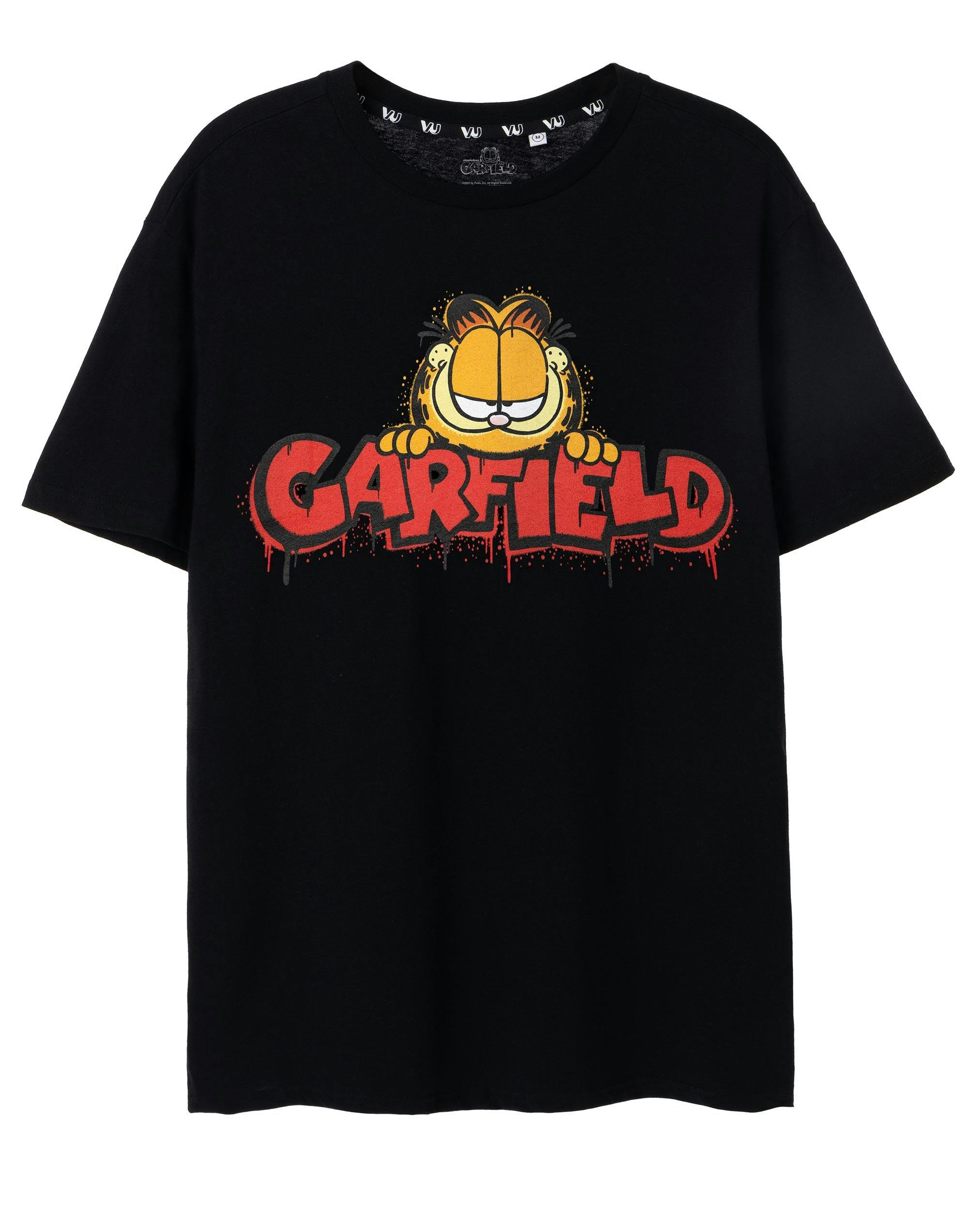 Vanilla Underground Men's Black Garfield Graffiti Short Sleeved T-Shirt - XX-Large