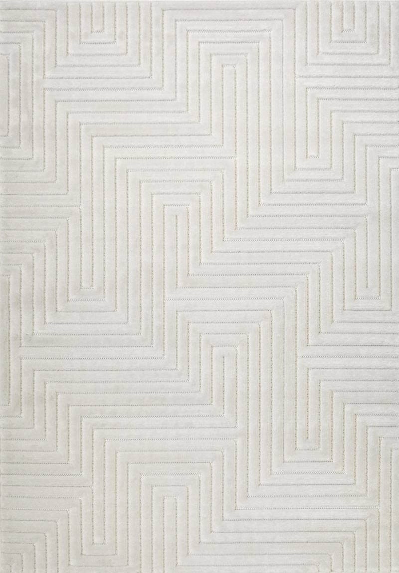 Rackhams White Maze Rug – Geometric 3D Textured Design - 120X170 Cm