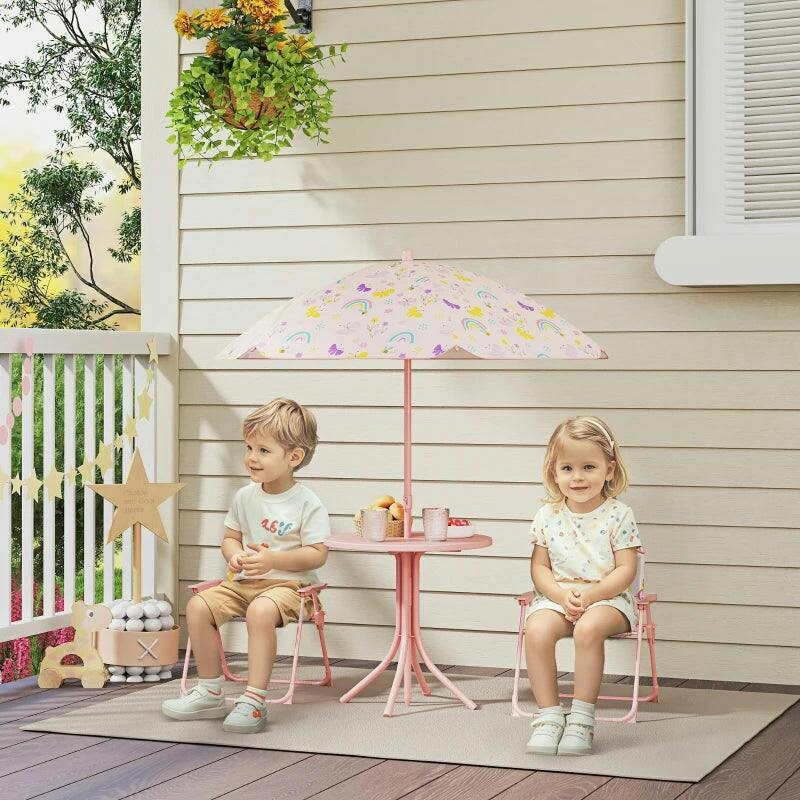 B&Q - Kids Garden Table And Chair SetOutdoor Patio Set W/ ParasolPink - Image 5