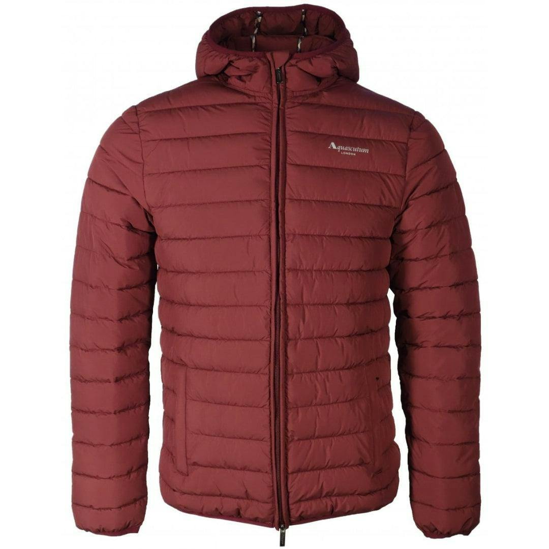 Aquascutum Men's Burgundy Active Hooded Jacket - Xl - 100% Polyester