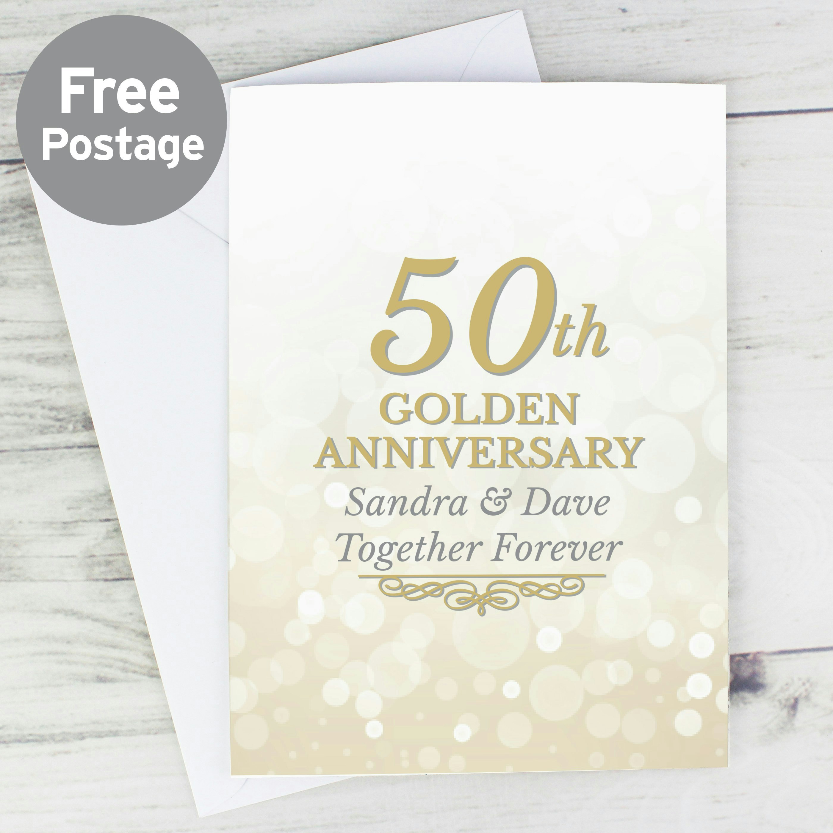 Personalised Memento Company Golden Personalised 50Th Anniversary Card