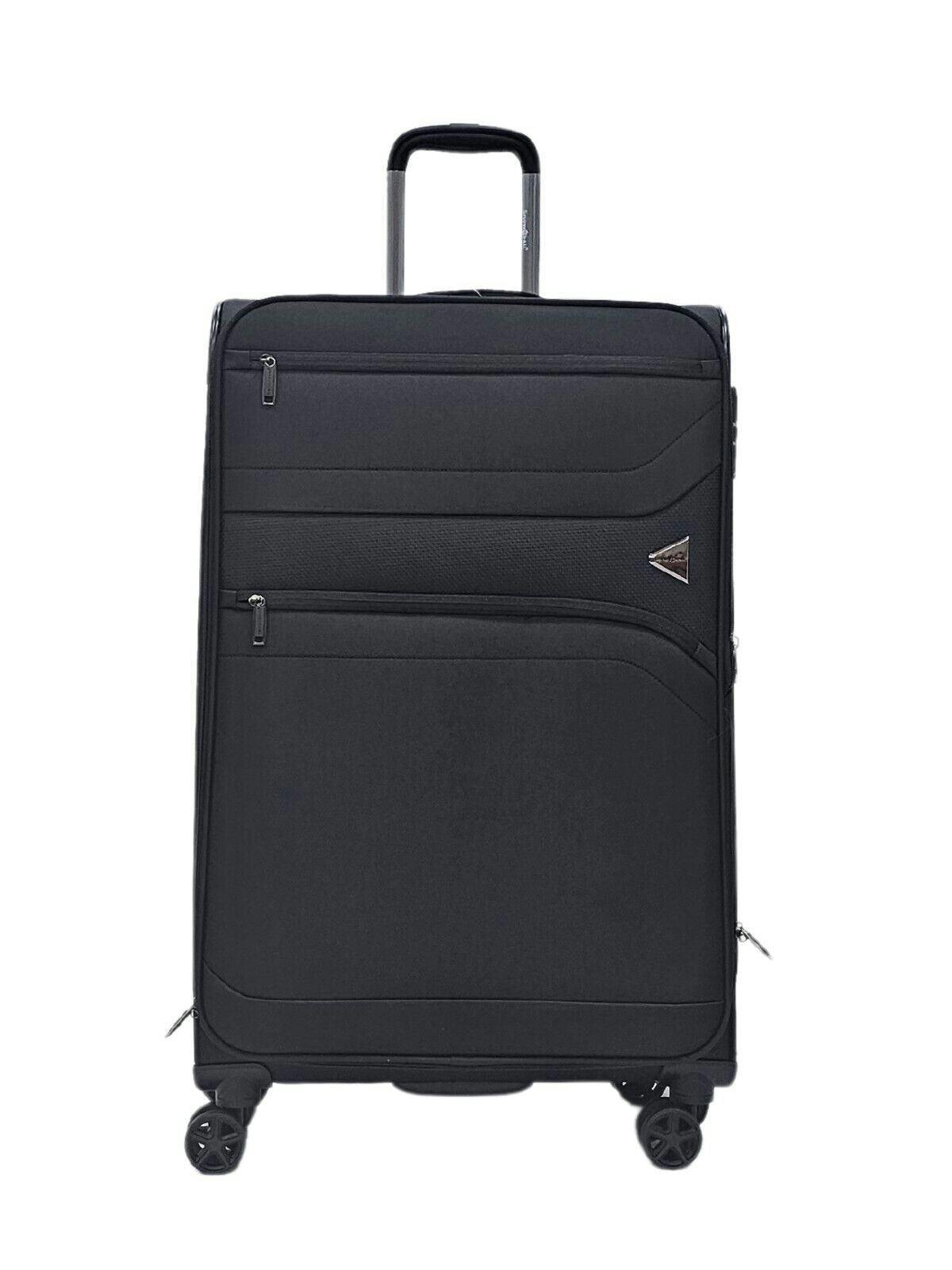 Snowball Black Lightweight Soft Dual 4 Wheel Luggage Suitcases - Large