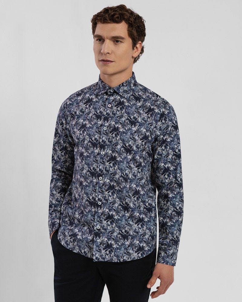 Steel & Jelly Limited Edition Navy Floral Slim Fit Shirt - Navy - M