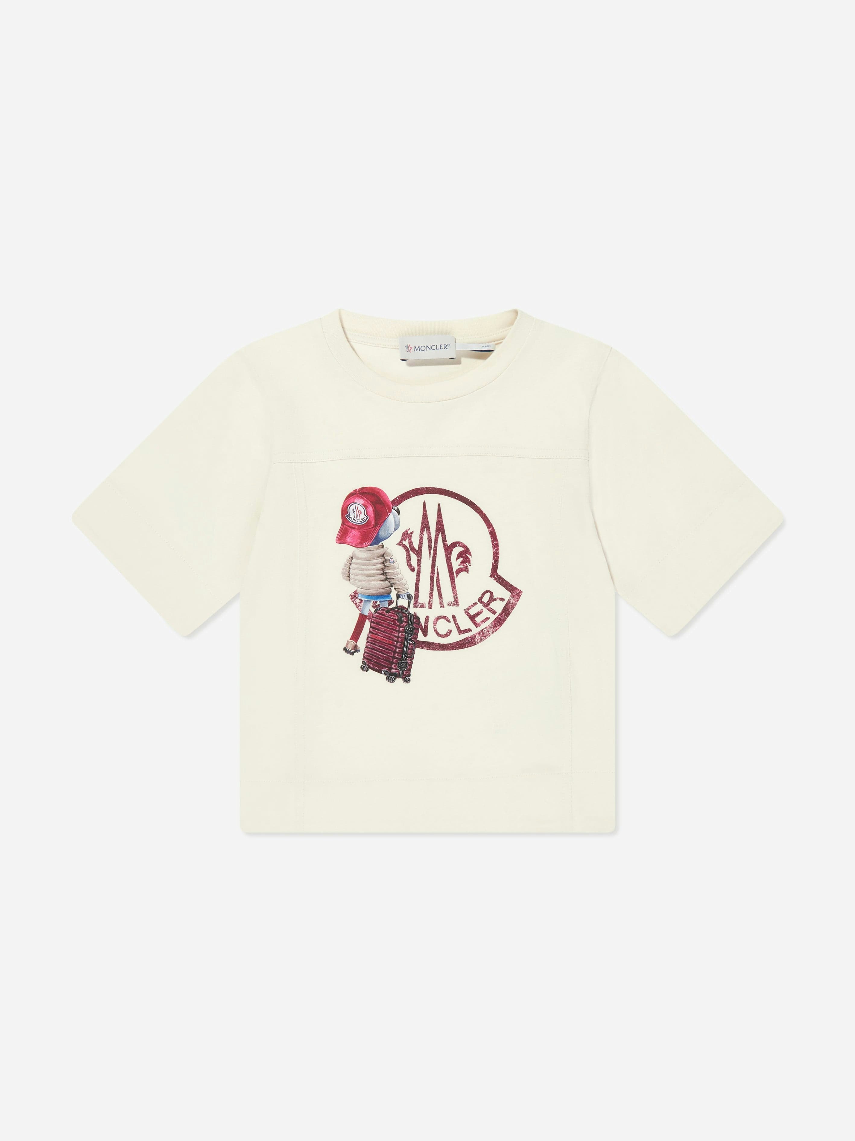 Moncler Enfant Girls Ivory Bear Logo T-Shirt In - 10 Yrs