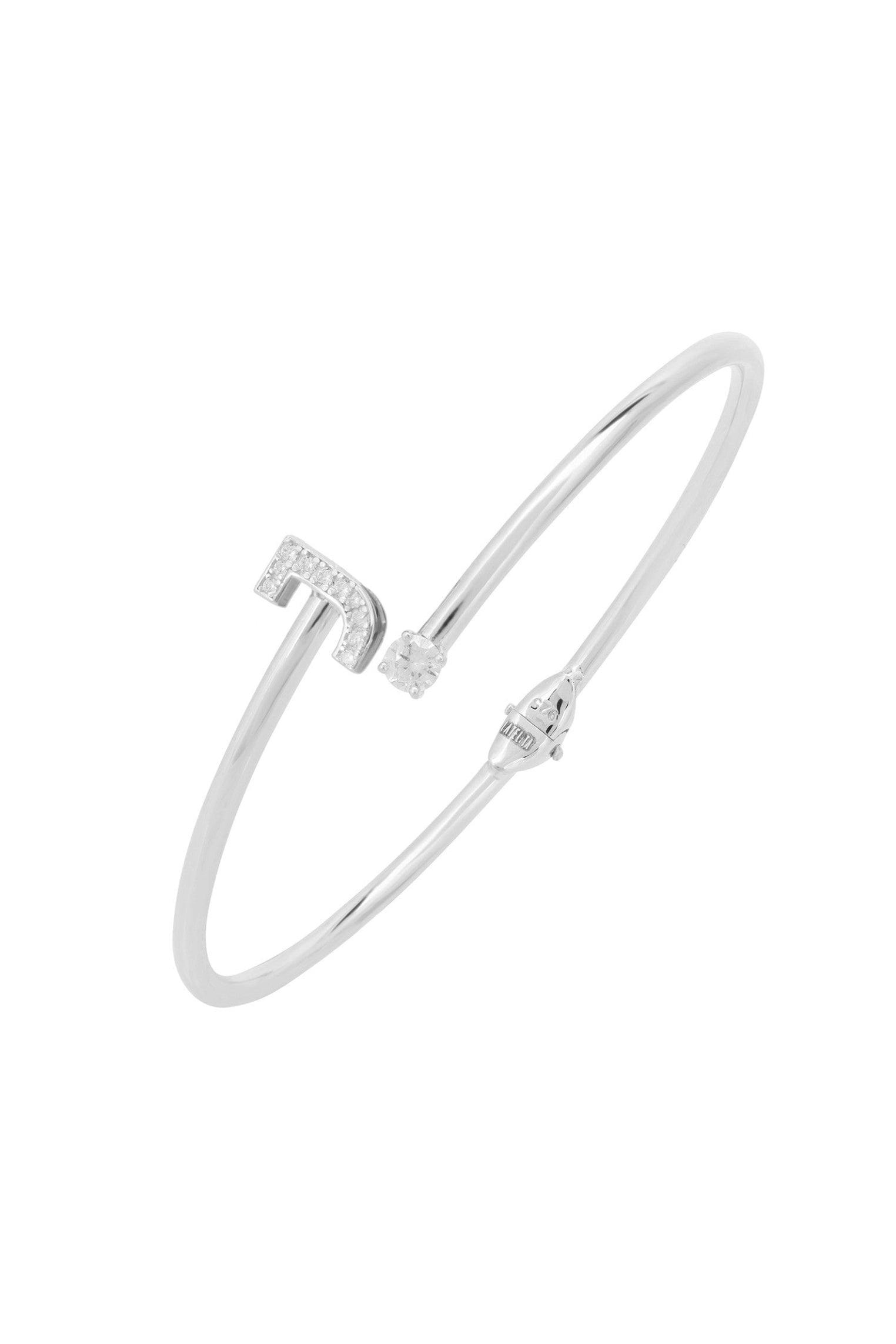 Latelita Silver Initial Bangle J