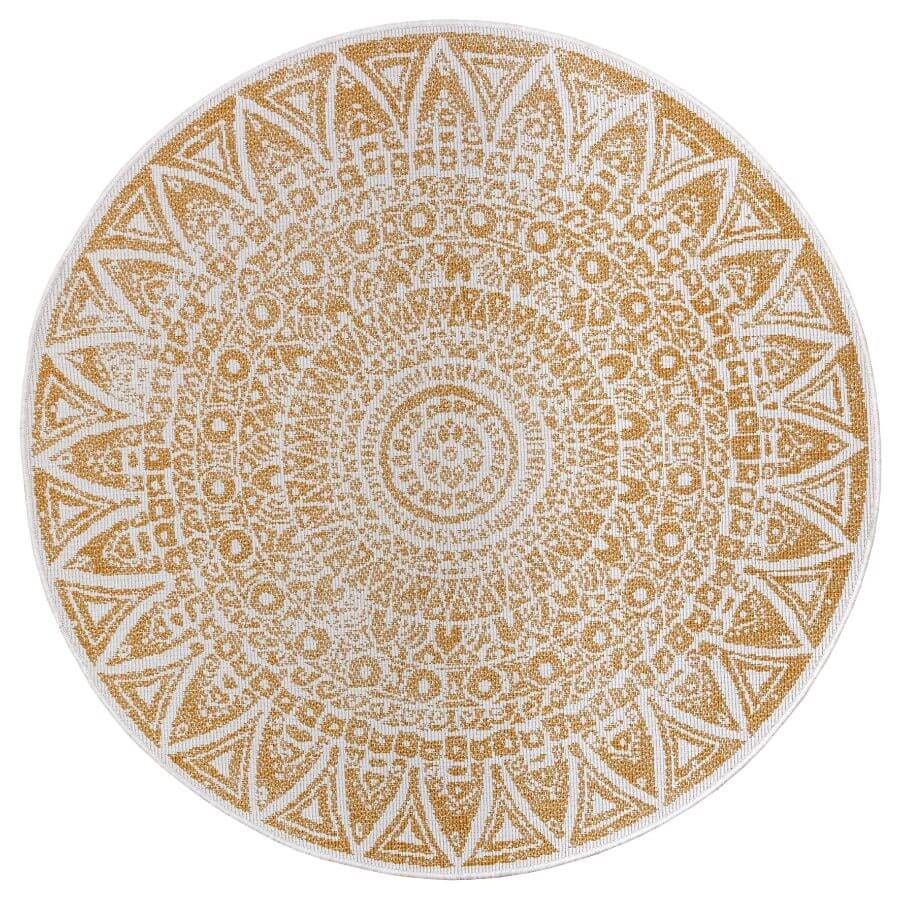 Rackhams Yellow Indoor - Outdoor Round Lilja Vintage Rug - Ø 200 Cm