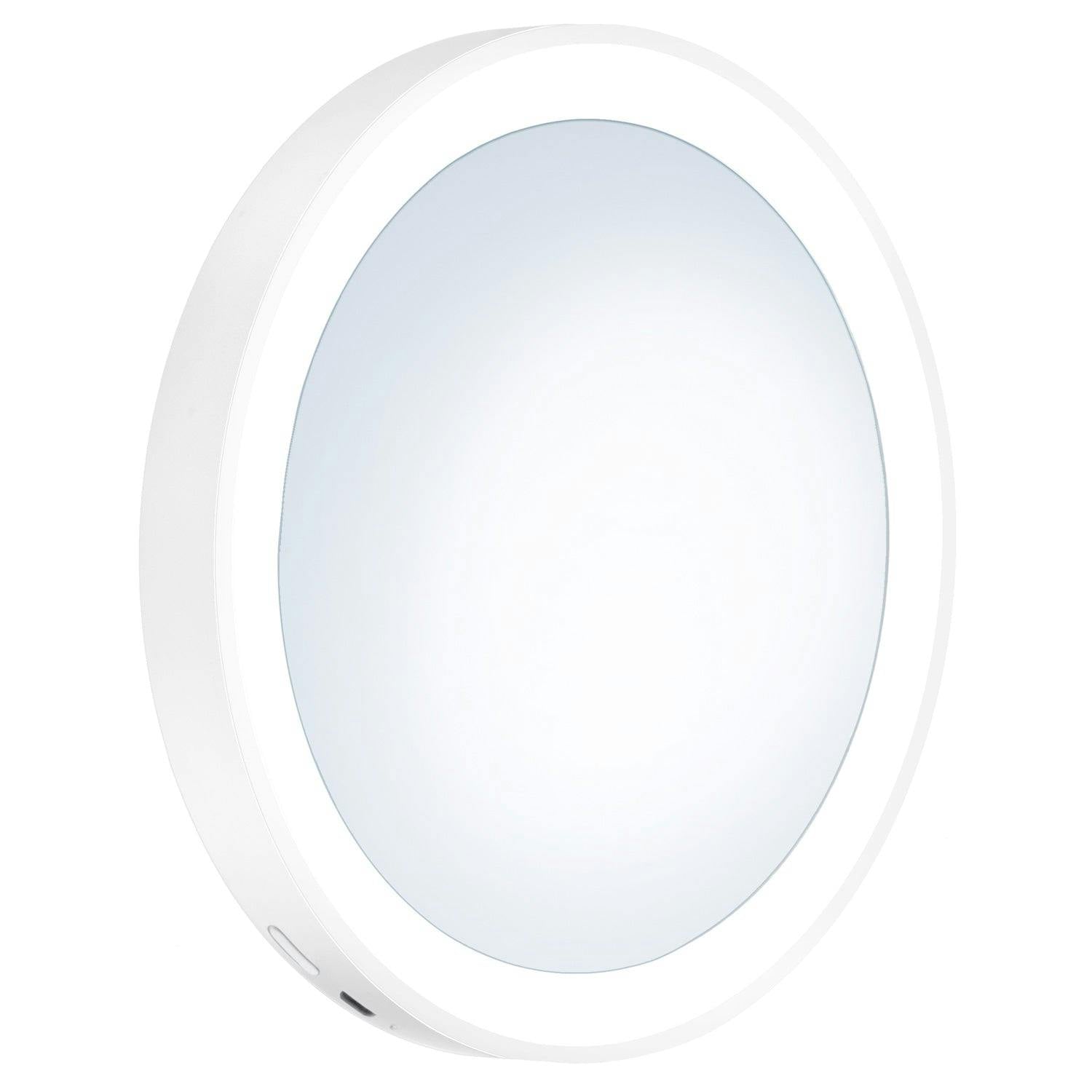 Smedbo White Matt Led Mirror With Suction Cups, 7X Magnification, Usb Rechargeable Battery For Bathroom Makeup Or Shaving
