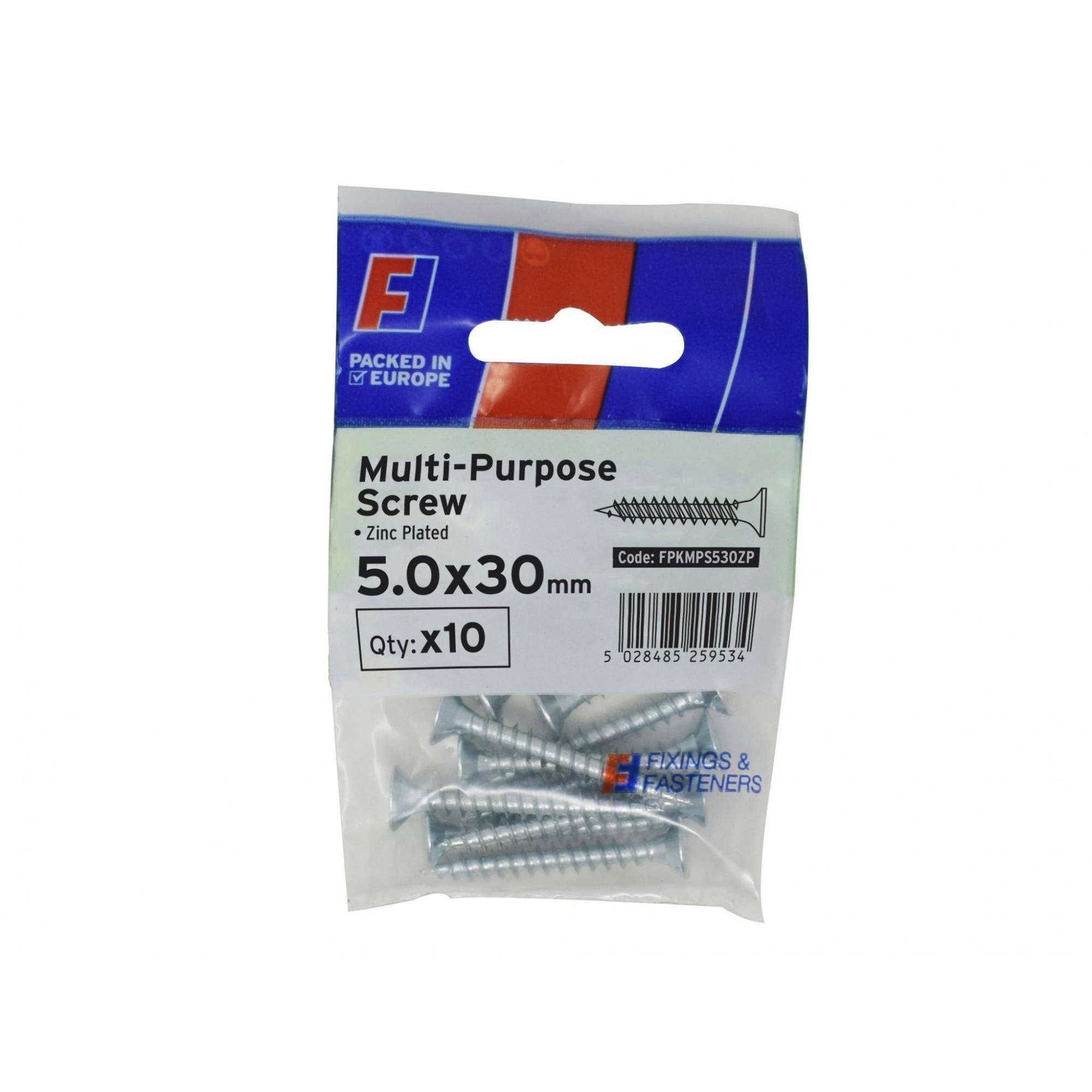 Rackhams Multi-Purpose Pozi Screw Csk St Zp Forgepack - Multi Colour - 5.0 X 30Mm Forgepack 10 - Multi Colour