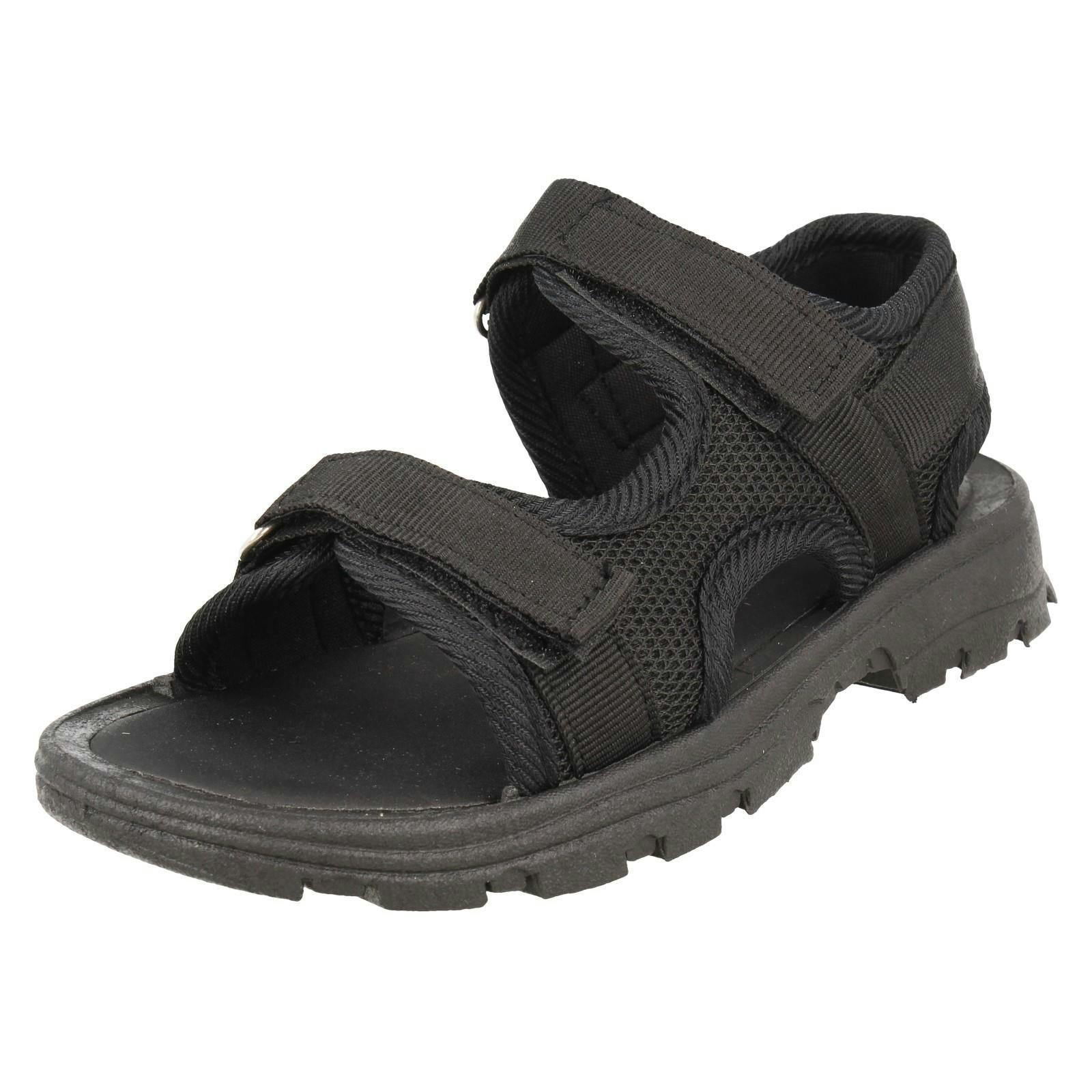 Spot On Boys Black Adjustable Sandals N0073 - Uk 10 Child