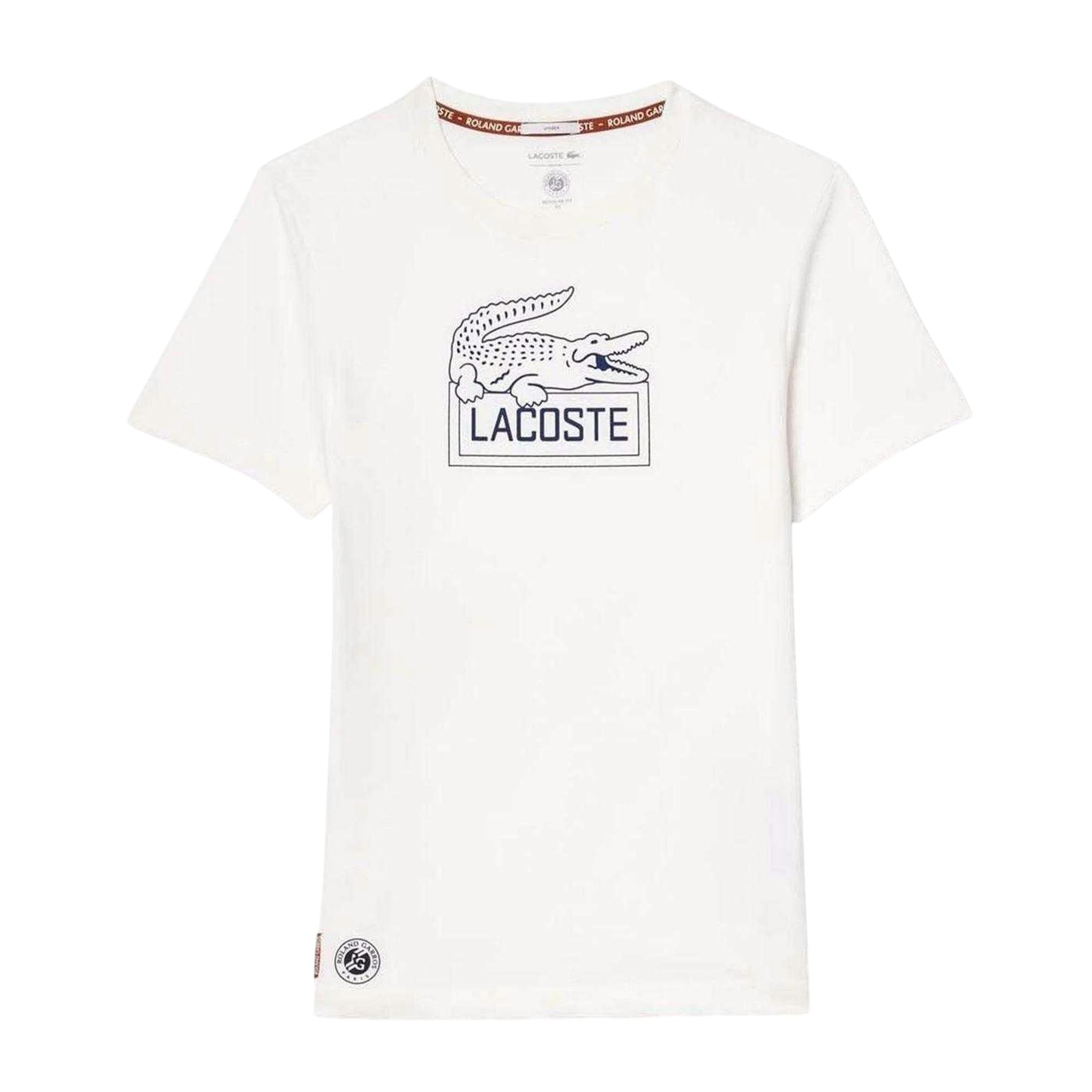 Lacoste Unisex White Adult Roland Garros Edition Regular T-Shirt - Xxs - 100% Mixed