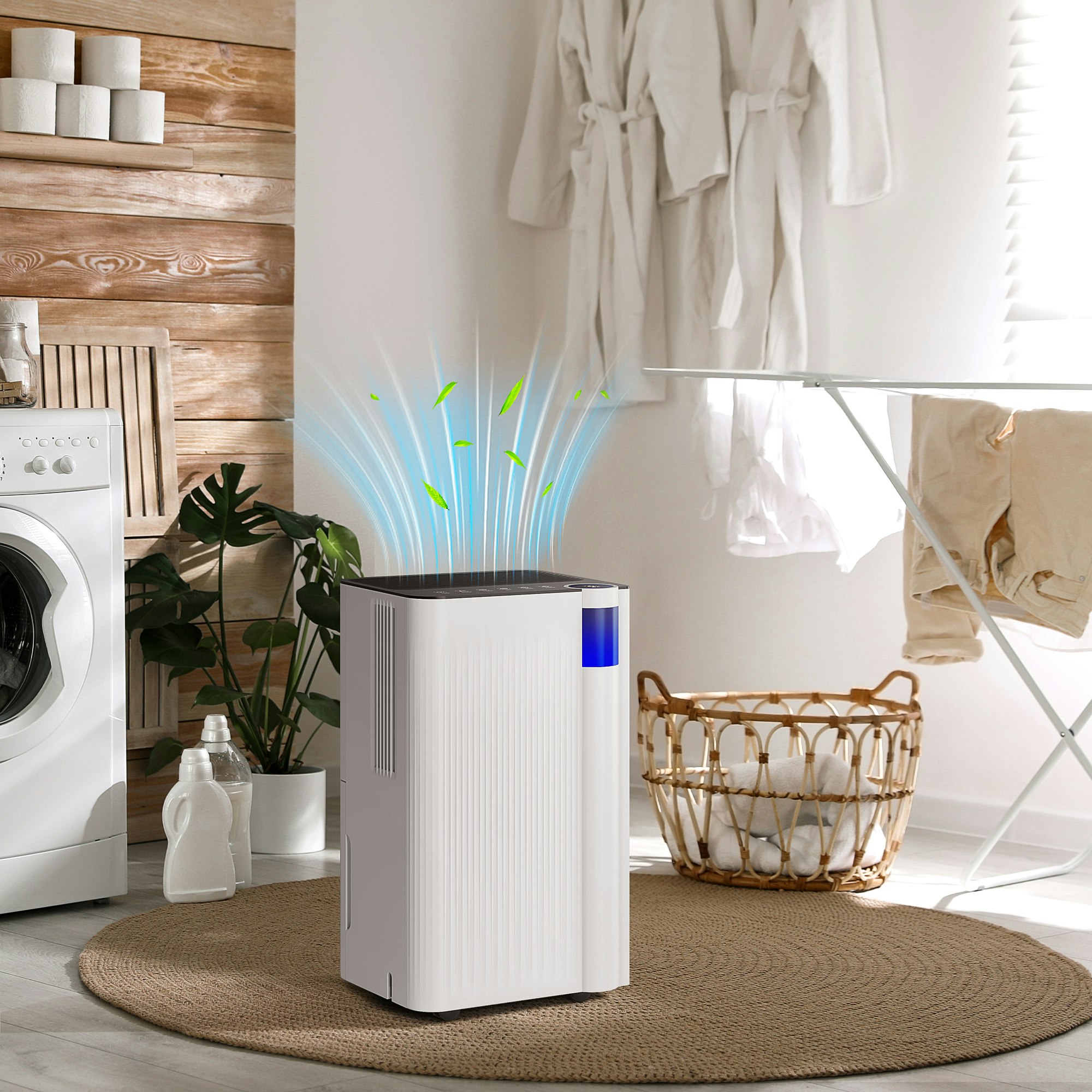 Homcom White 12L Dehumidifier With Filter, Auto Defrost, Children Lock - 25.5W X 23D X 44.5Hcm - Image 5