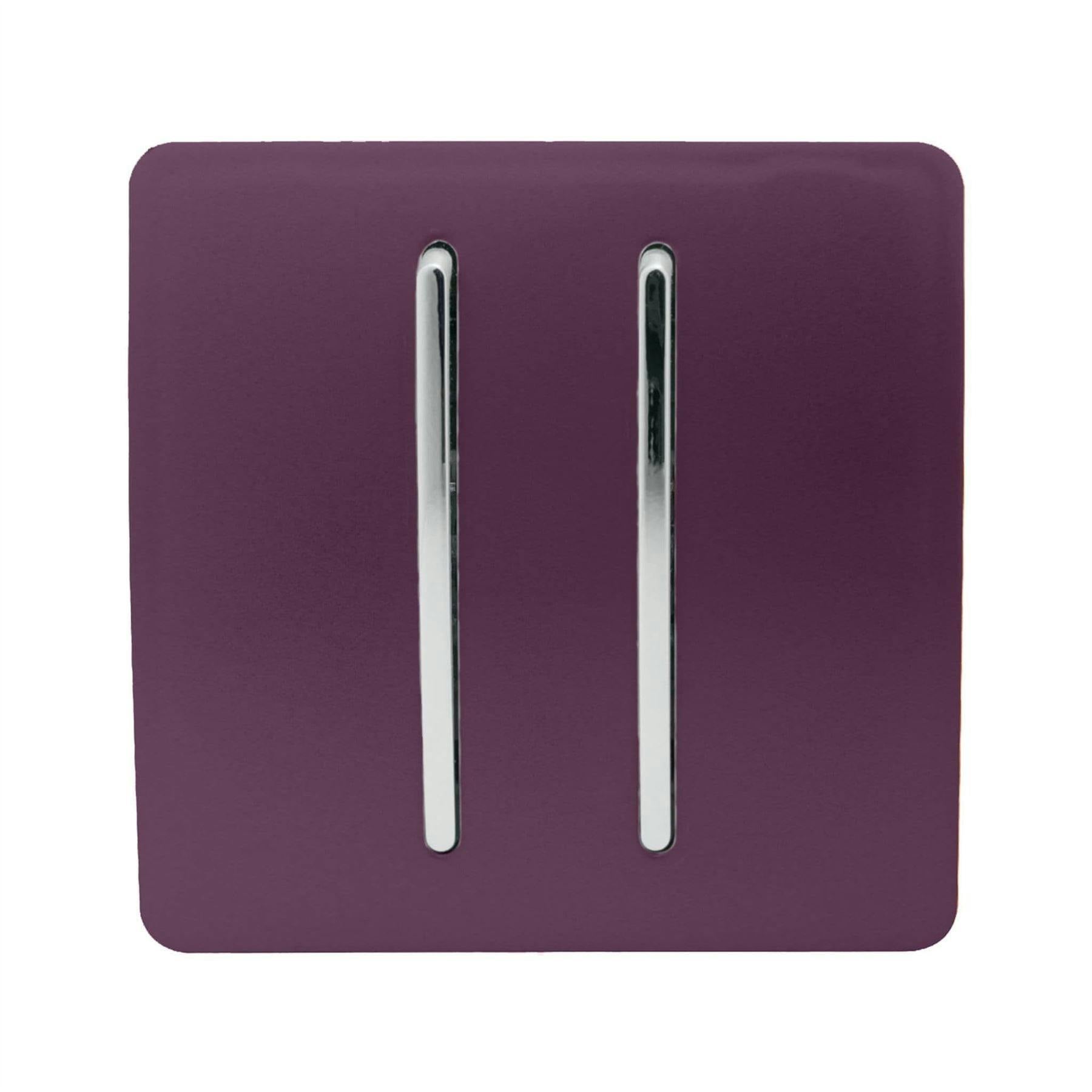 Trendi Switch 2 Gang 10Amp 1 Or 2 Way Plum Purple Rocker Light Switch - Image 7