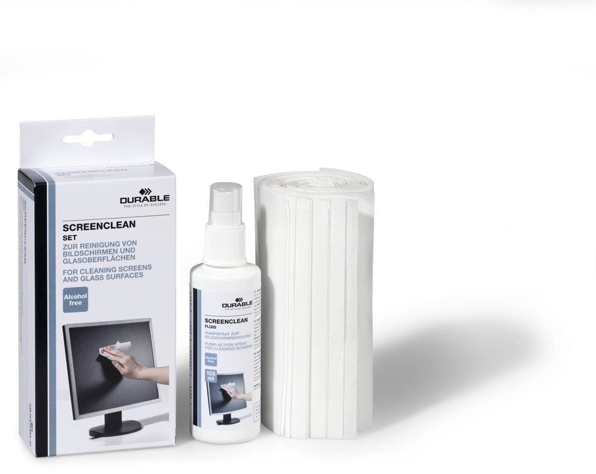 Durable Screenclean Screen Clean Spray Bottle And 20 Wipes | 125Ml