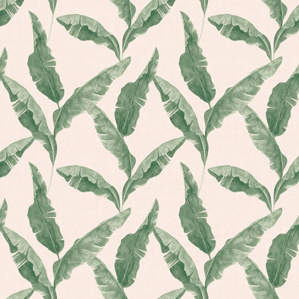 Furn Plantain Wallpaper - Teal/Blush - One Size - Teal/Blush - 100% Mixed