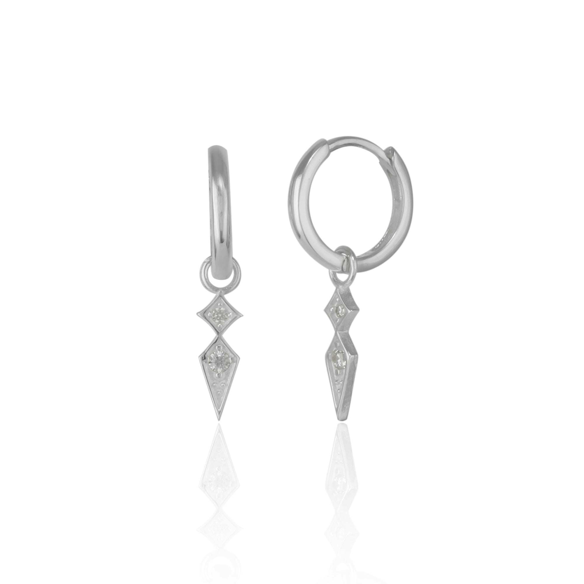 Spero London Silver Sterling Pave Spike Rhombus Drop Earrings
