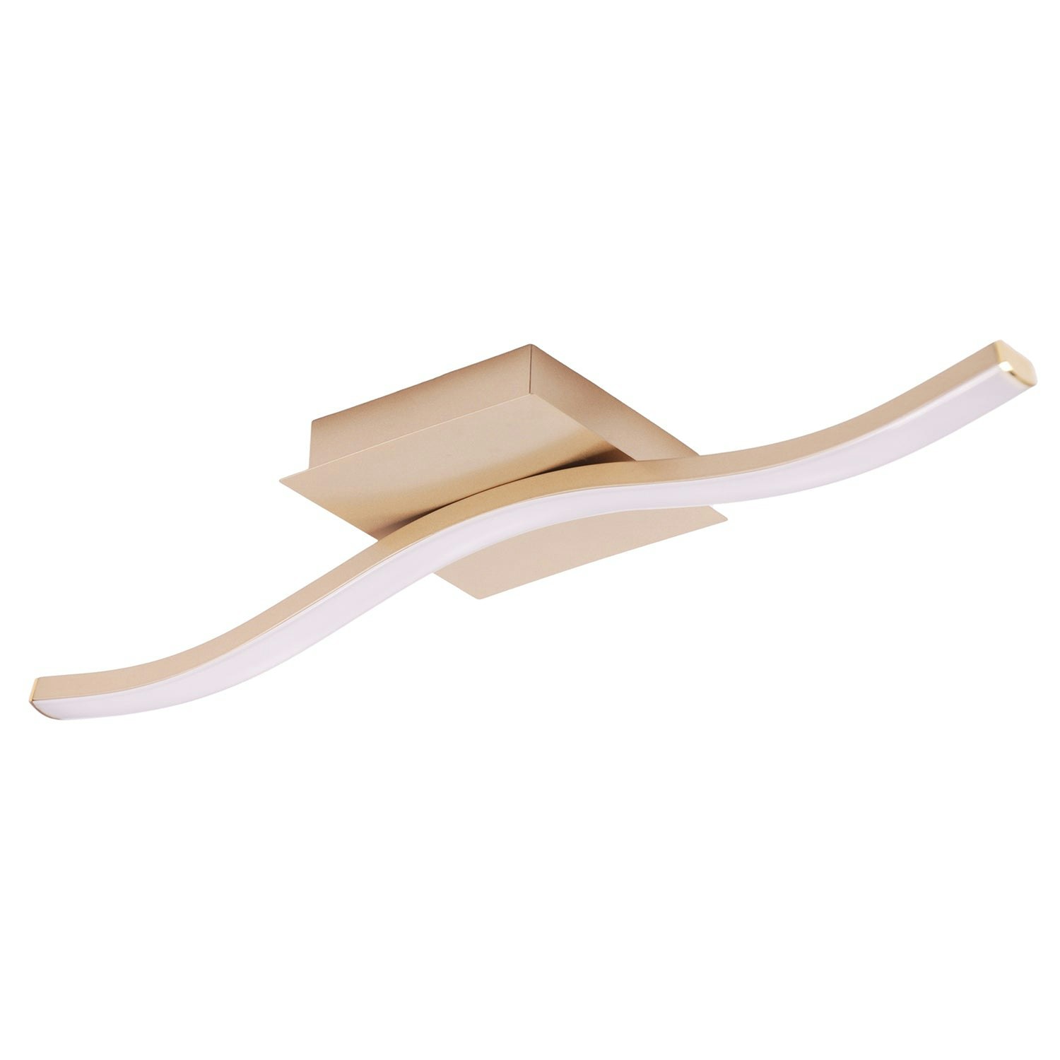 Happy Homewares Light/Gold Contemporary Designer Single Wavy Strip Led Ceiling Fitting In Matte 6Cm