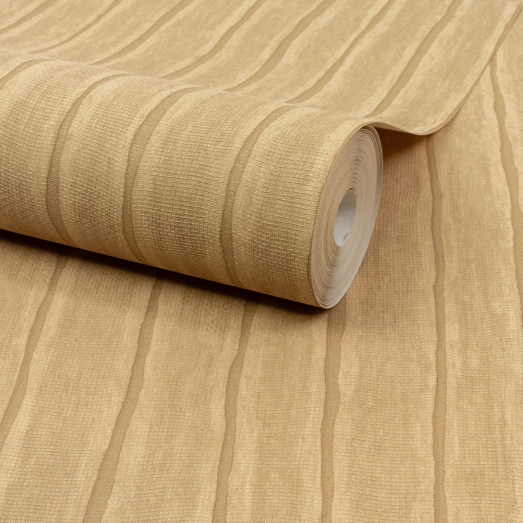 Grandeco Boutique Kalema Wallpaper - Mustard Yellow - Fabric Stripe Luxury Embossed - PW4005 - Image 2