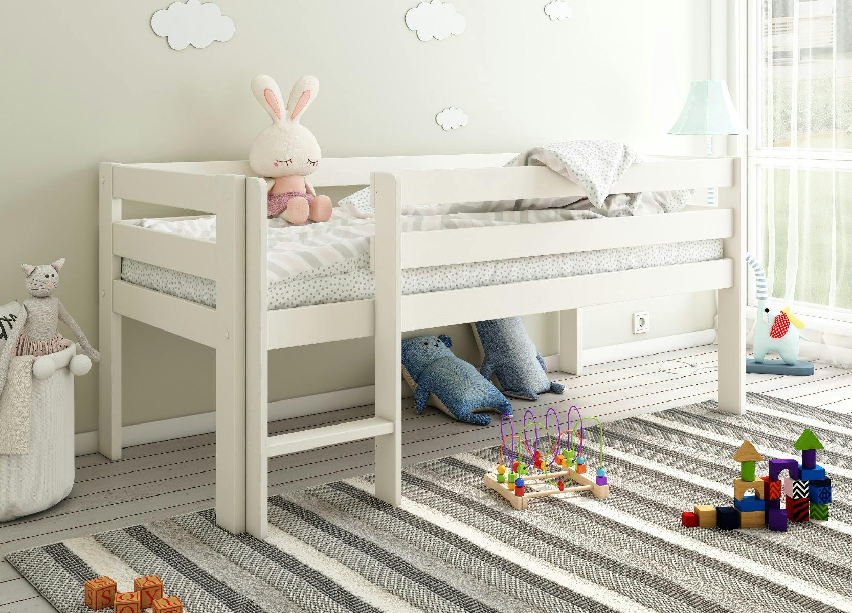 Noomi Solid Wood Shorty Midsleeper White - White - Image 2