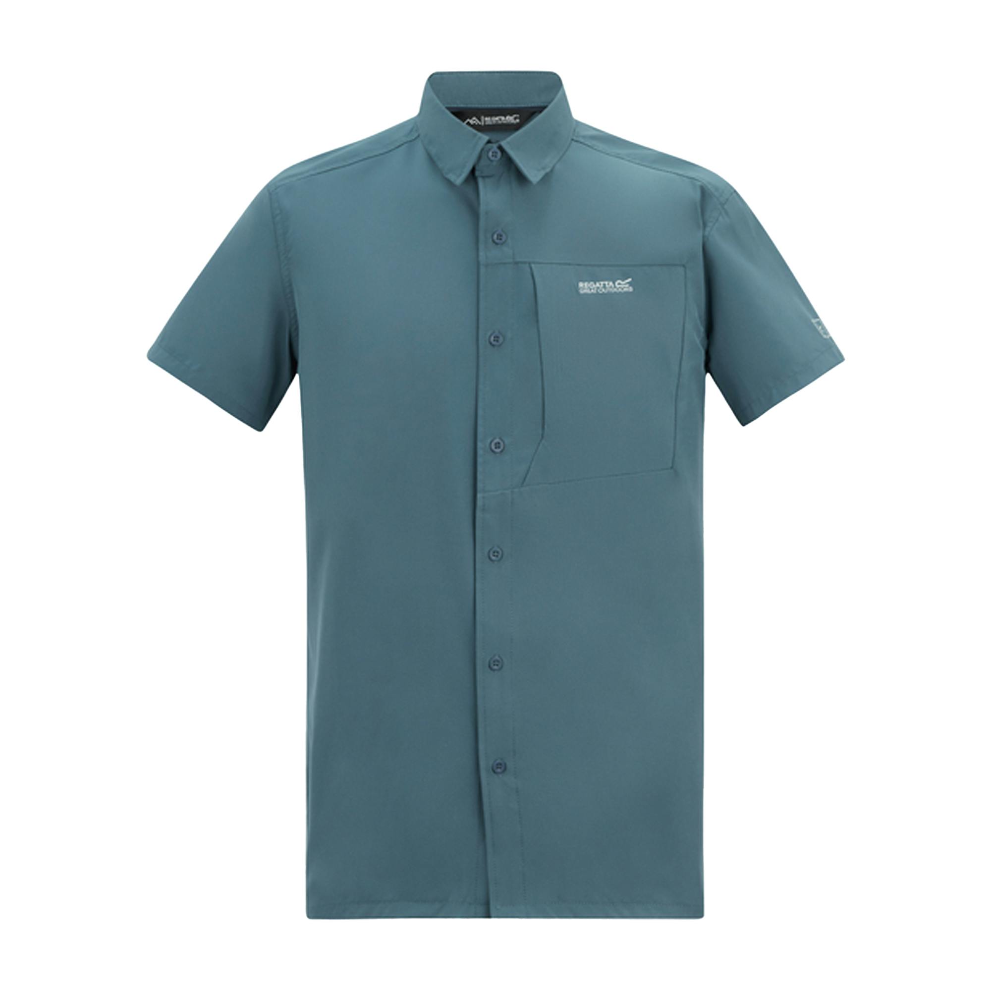Regatta (L, China Blue) Mens Insect Repellent Short-Sleeved Travel Shirt - Image 2