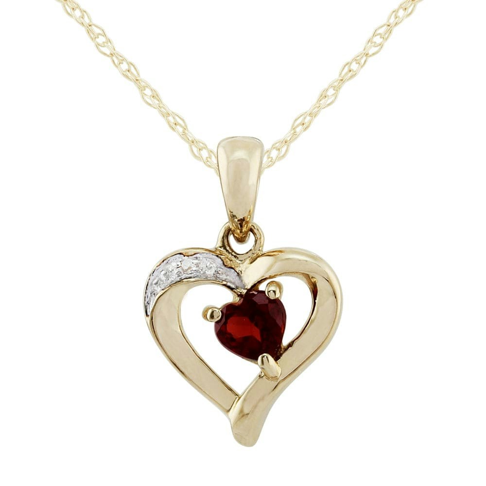 Gemondo Yellow/Gold Classic Heart Garnet & Diamond Pendant In 9Ct