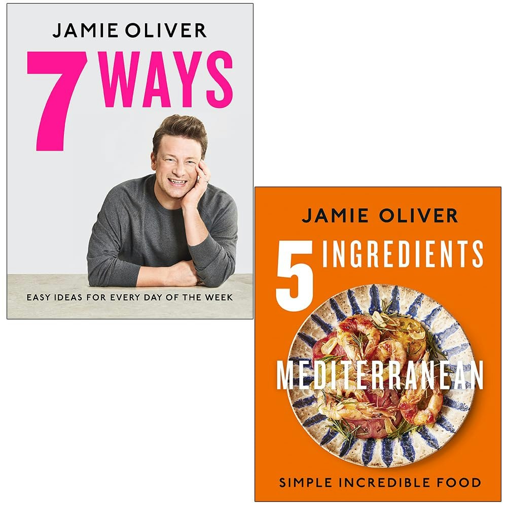 Various Publishers Jamie Oliver 2 Books Collection Set (7 Ways Easy Ideas For Your Favourite Ingredients And 5 Ingredients Mediterranean)