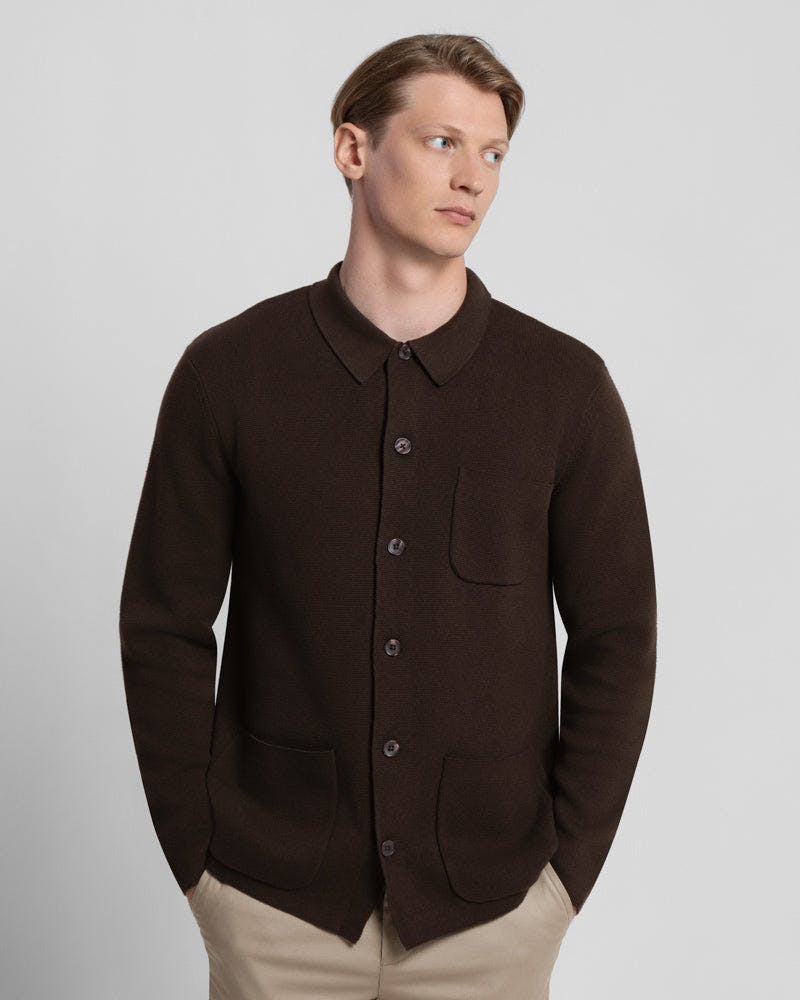 Steel & Jelly Brown Heavy Milano Knit Overshirt - Xl