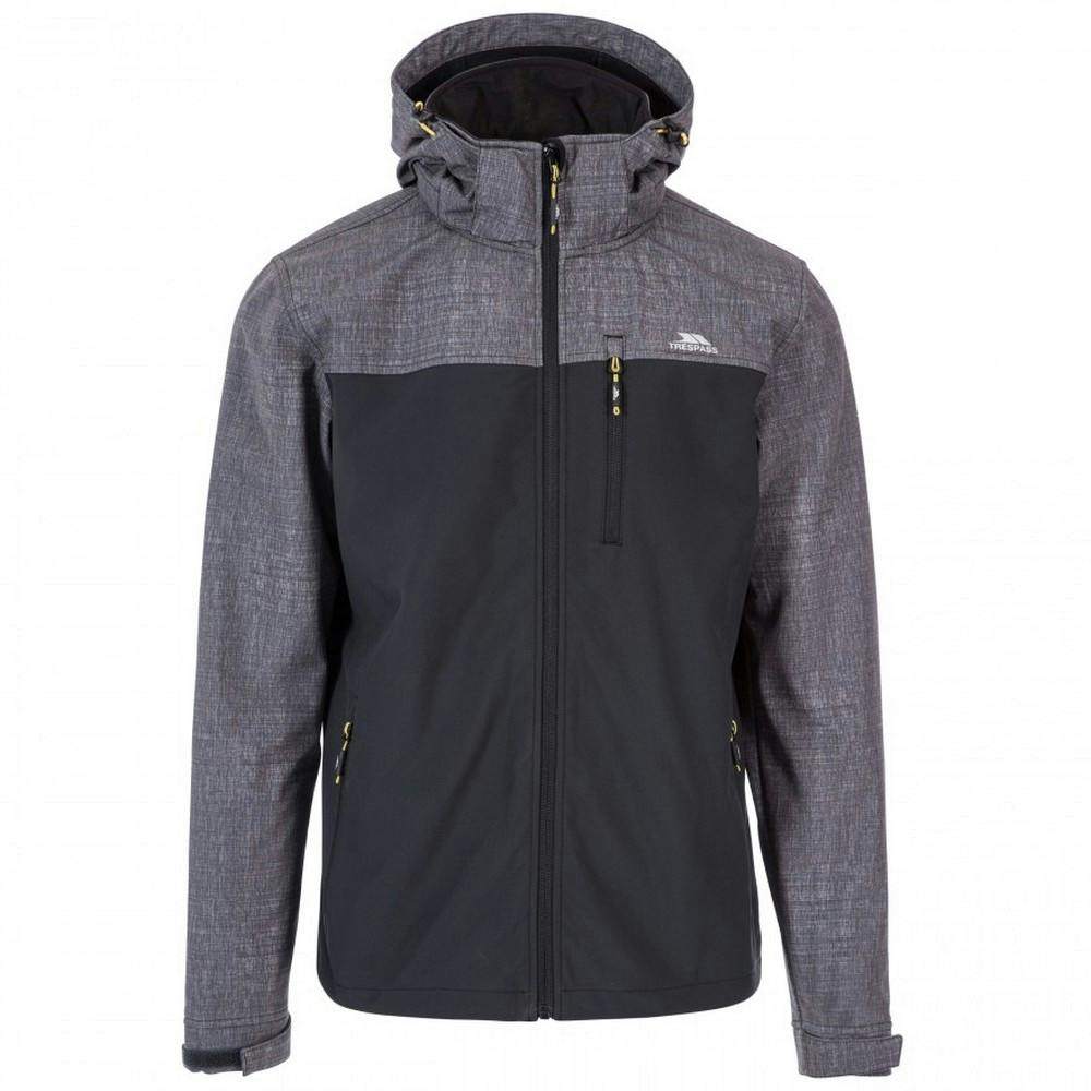 Trespass Men's Dark/Grey Abbott Softshell Jacket - Marl - Marl - Xxl - 95% Polyester/5% Elastane Tpu Membrane